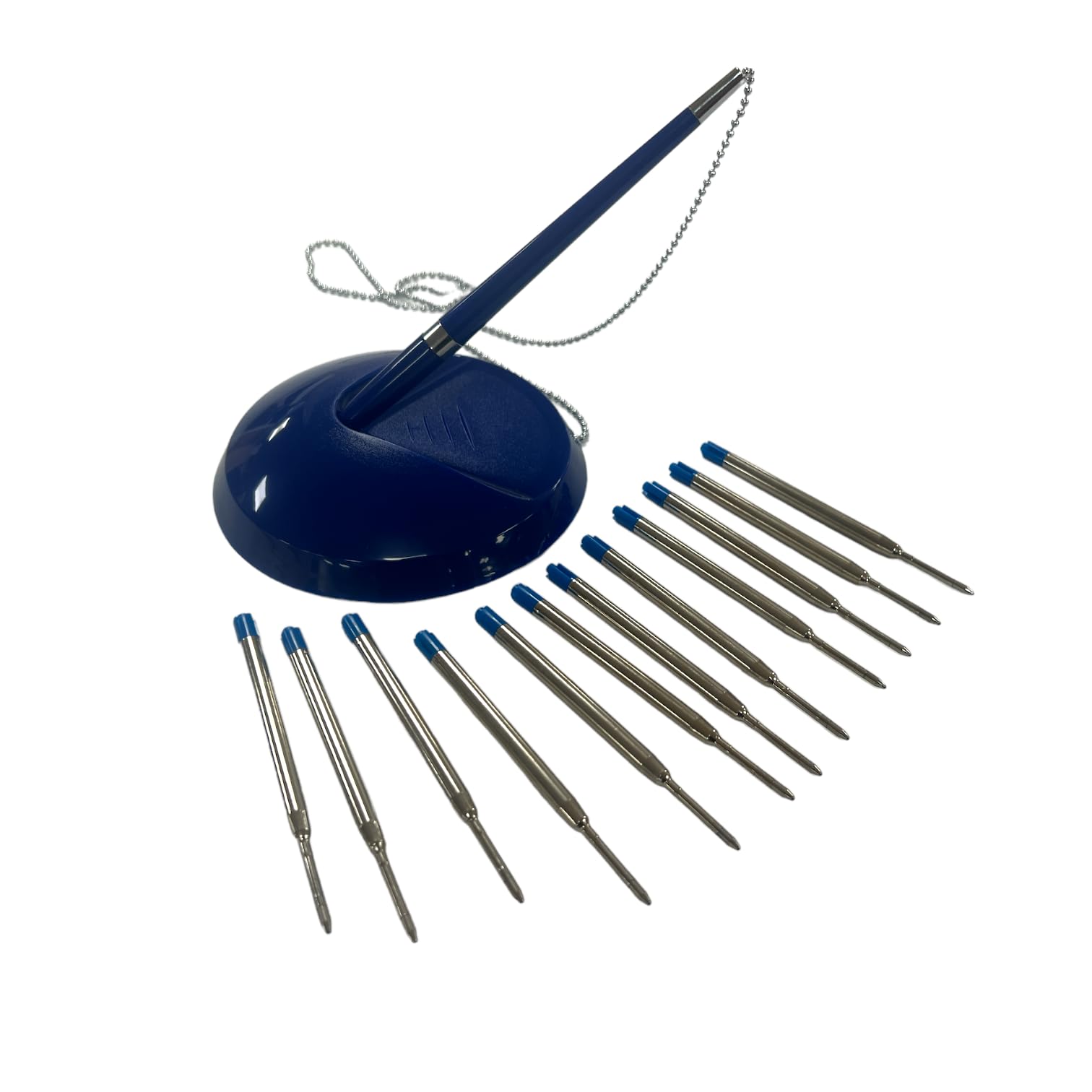 Janrax Pack of 4 Blue Reception Desk Pens with 12 Blue Medium Point Ballpoint Pen Refills