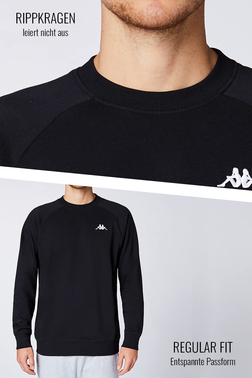 Kappa Vauke - Basic - Sweat-Shirt Unisexe - en Coton - Idéal pour Le Sport et Les Loisirs - dans Les Couleurs : Bleu, Gris et Noir