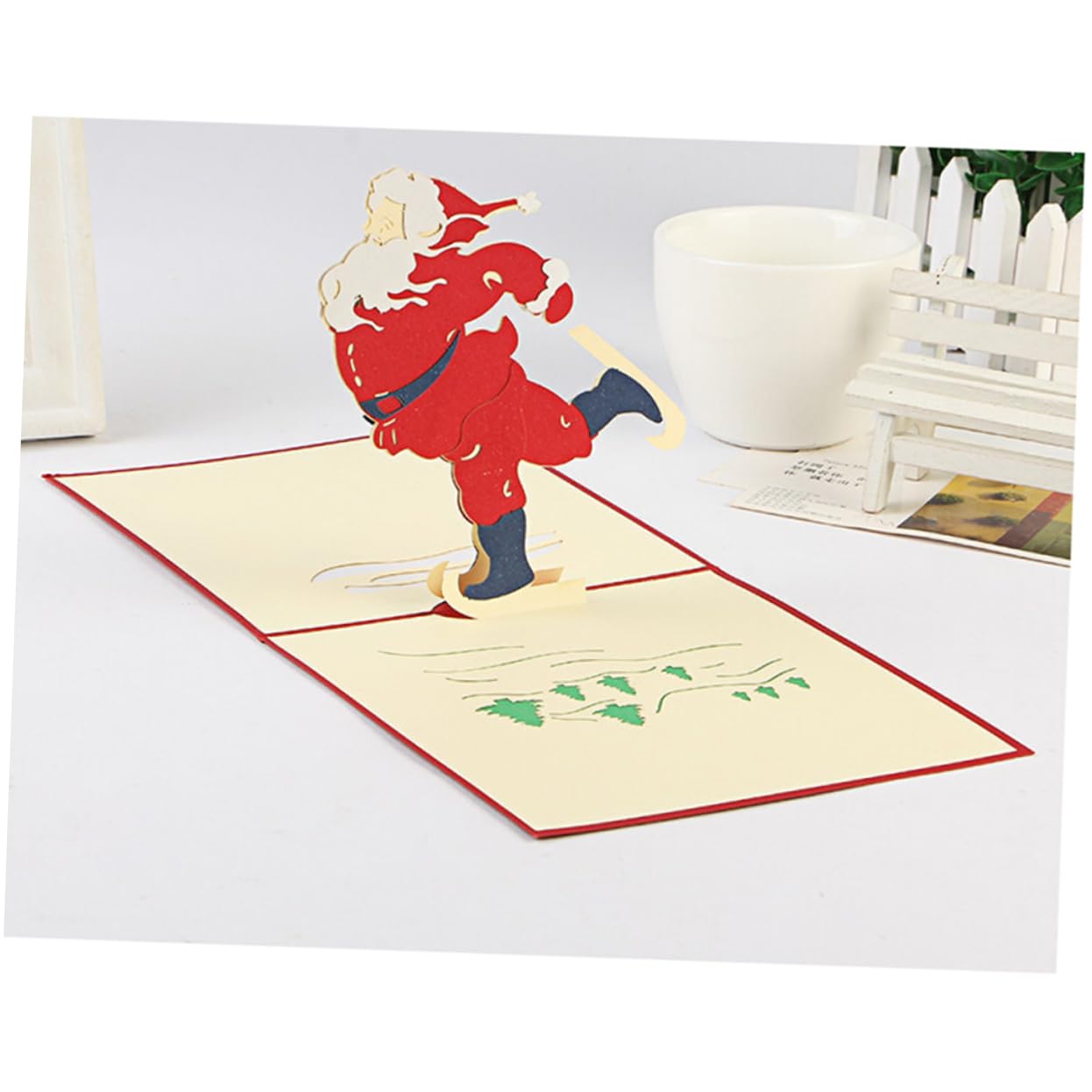 Lurrose 10 Stück 3D Grußkarten Weihnachtskarten Weihnachtsgrußkarten Weihnachtskarte Nachricht 3D Weihnachtskarten Pop Up Karten Weihnachtsbaumkarte Postkartenkarten Pop Up Grußkarten