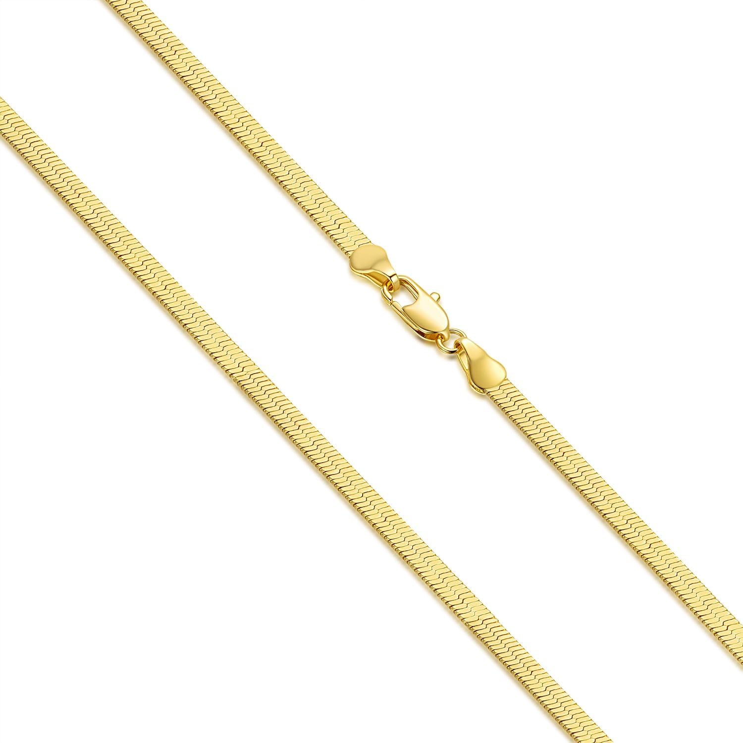KROMPG 3.5mm Necklaces 14K Gold Chain Necklace Women Mens Chain 14K Gold Necklace for Women Non Tarnish Herringbone Necklaces for Womens Snake Chains 16'' 18'' 20'' 22'' 24'' 26'' 30''