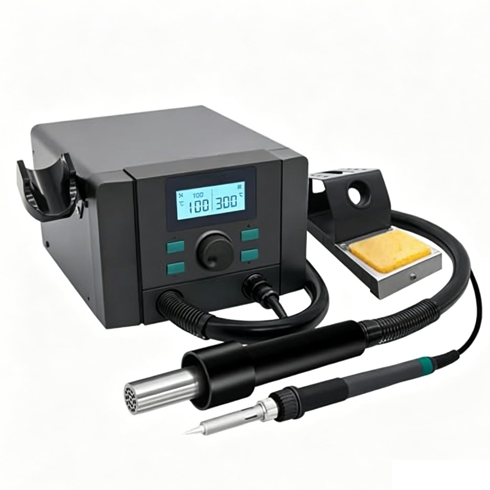 Eiwitany LCD Digital Hot Air Rework Station Equipped with Nozzles, 40L/min Air Volume, Electronic Circuit Desoldering Repair Tool