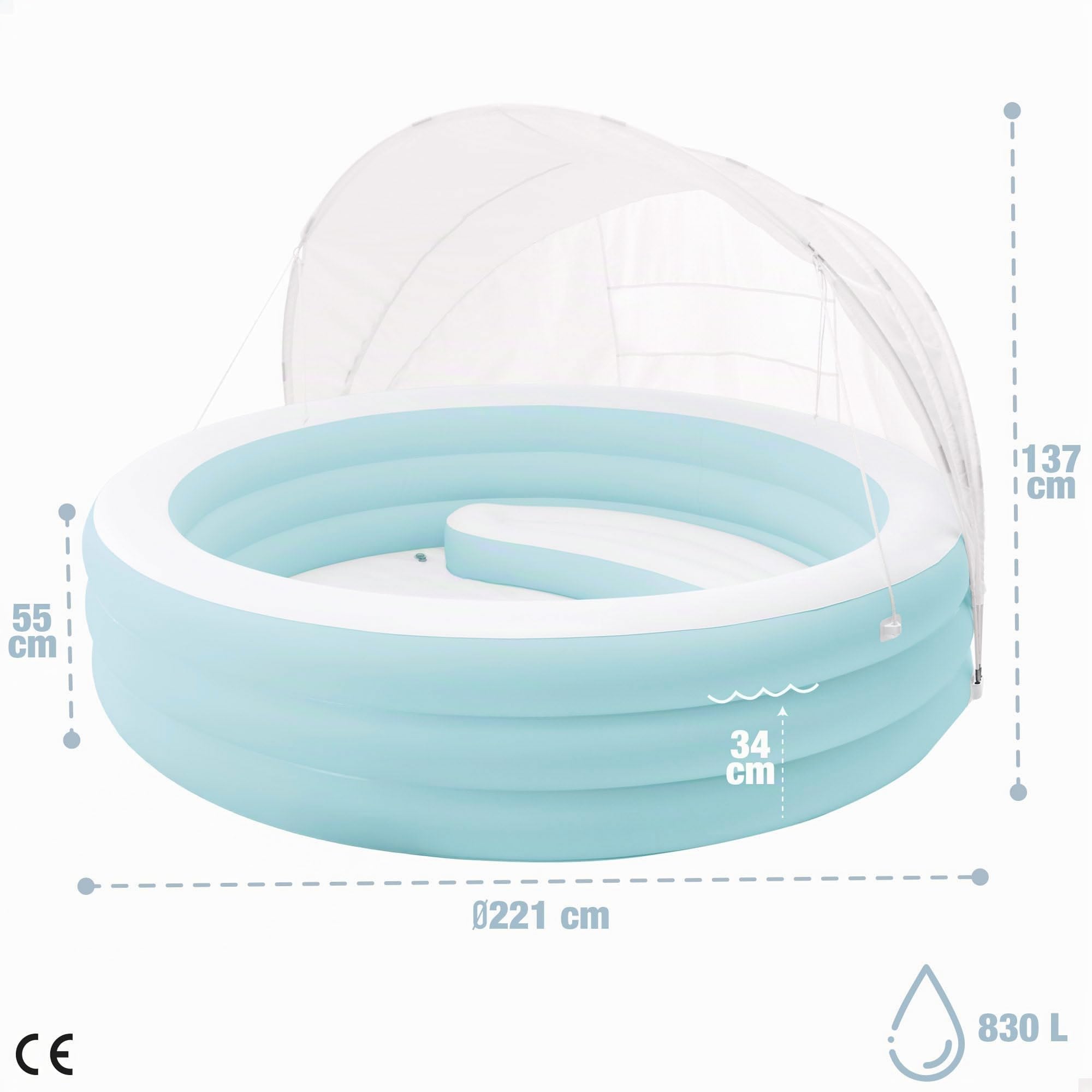 Intex Swim Center Baldachin Lounge Pool 57195NP (aufgeblasen, 177 x 221 x 137 cm)
