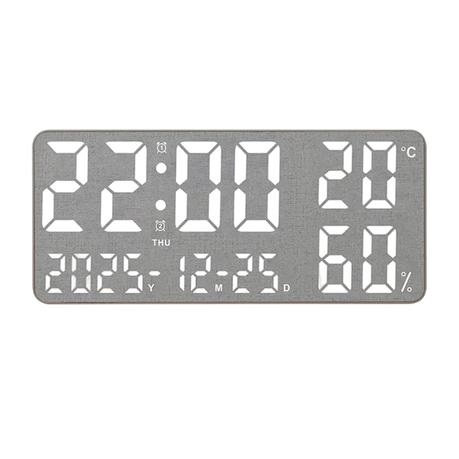 NRVTRE Large Screen LED Display Digital Alarm Clock with Adjustable Brightness and Color Changing Ambients Lighting for Bedroom LED Decorative Clock