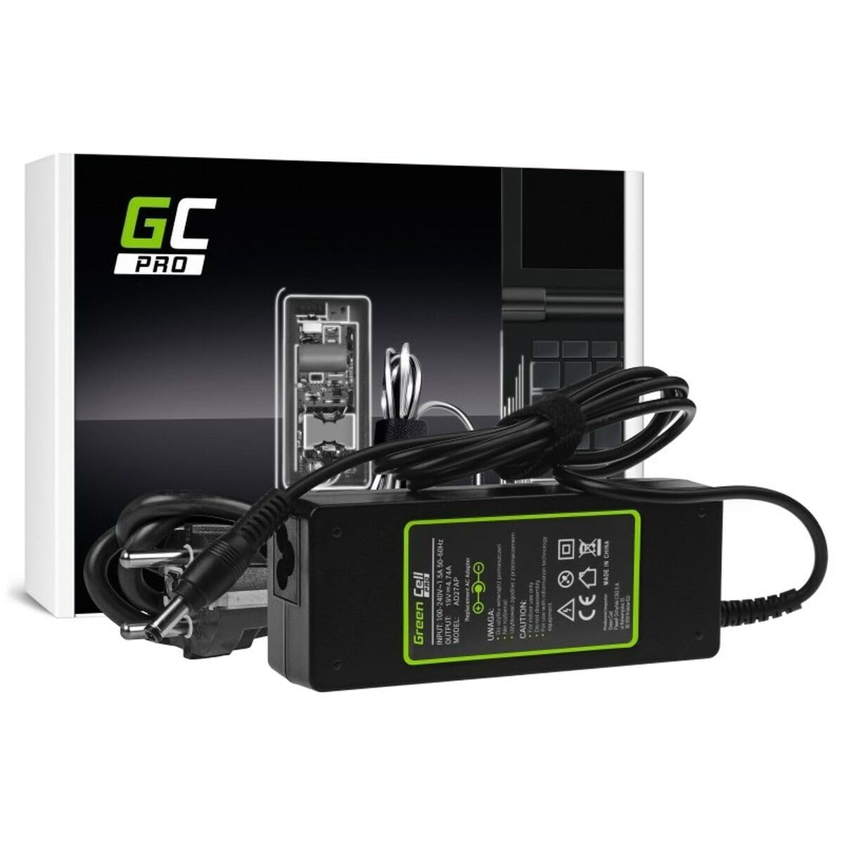 GreenCell Laptop zasilacz 19 V 4,74 A 90 W kompatybilny z Asus ADP-90FB ADP-90SB ACBEL API1AD43 EXA0904YH EXA1202YH ADP-90YD B ładowarka wraz z kablem zasilającym, typ wtyczki: okrągły (5,5-2,5 mm)