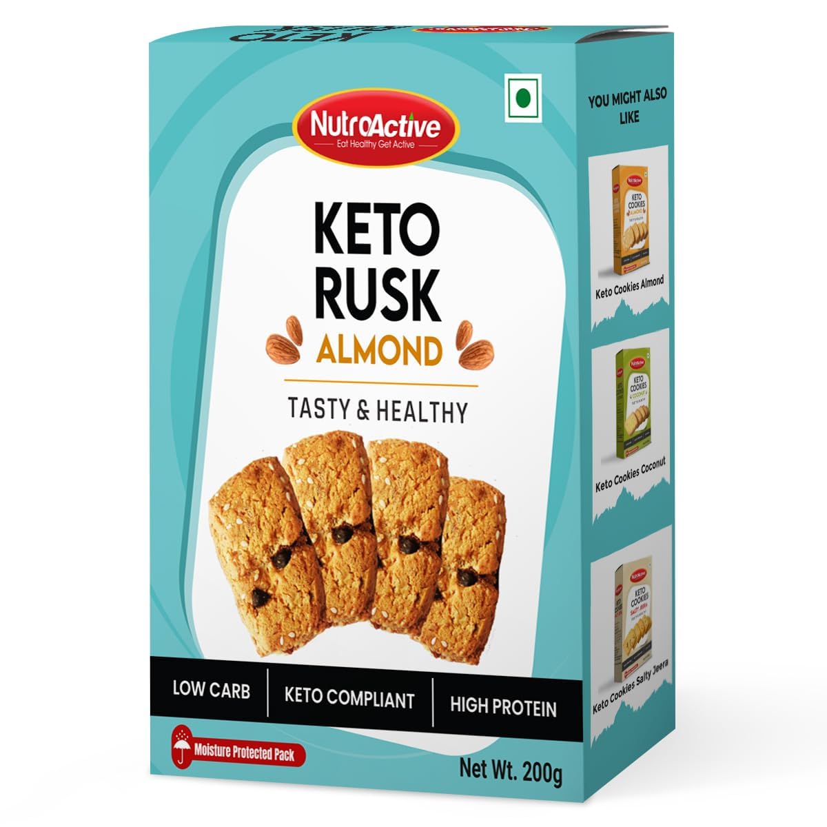 NutroActive Keto Almond Rusk | Sugar-Free Rusk | Healthy Snack for Weight Loss - 200g-image-49