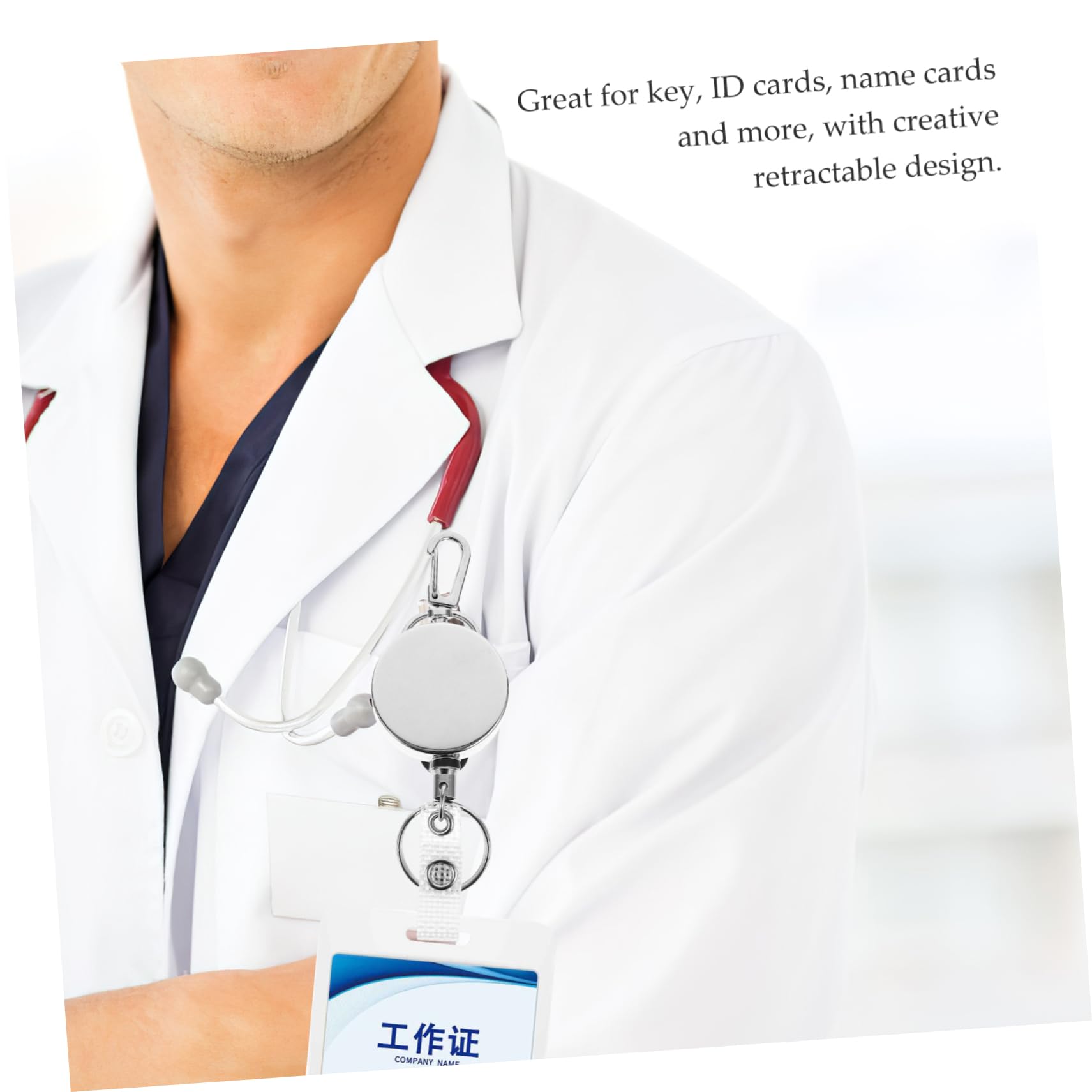 HOMSFOU 3 set Porta Badge Retrattile Con Portachiavi Accessorio Da Lavoro Retrattile Portachiavi Retrattile Porta Badge Retrattile Clip Per Badge Retrattili Acciaio 2 pezzi * 3