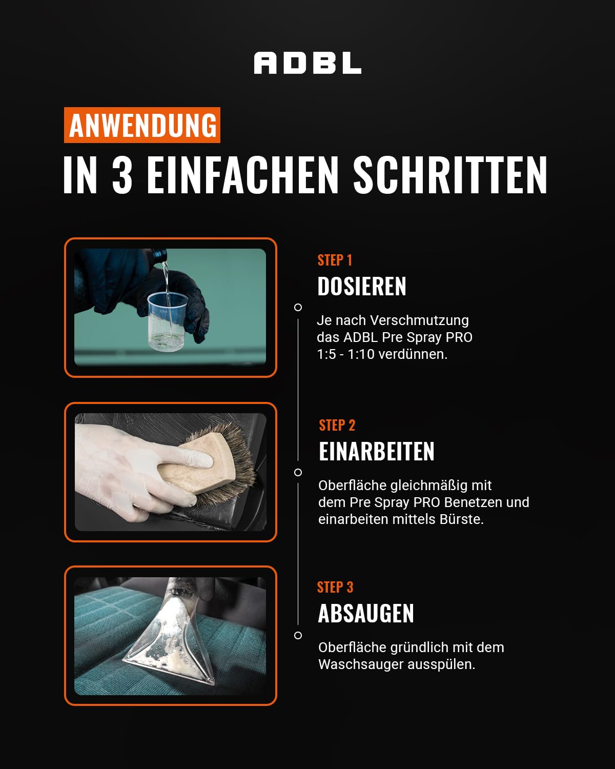 ADBL Pre Spray PRO (5L) - Hochkonzentrierter Vorreiniger und Fleckenentferner für Polster und Teppiche - Löst hartnäckige Verschmutzungen in Rekordzeit - Ideal für professionelle Anwendungen