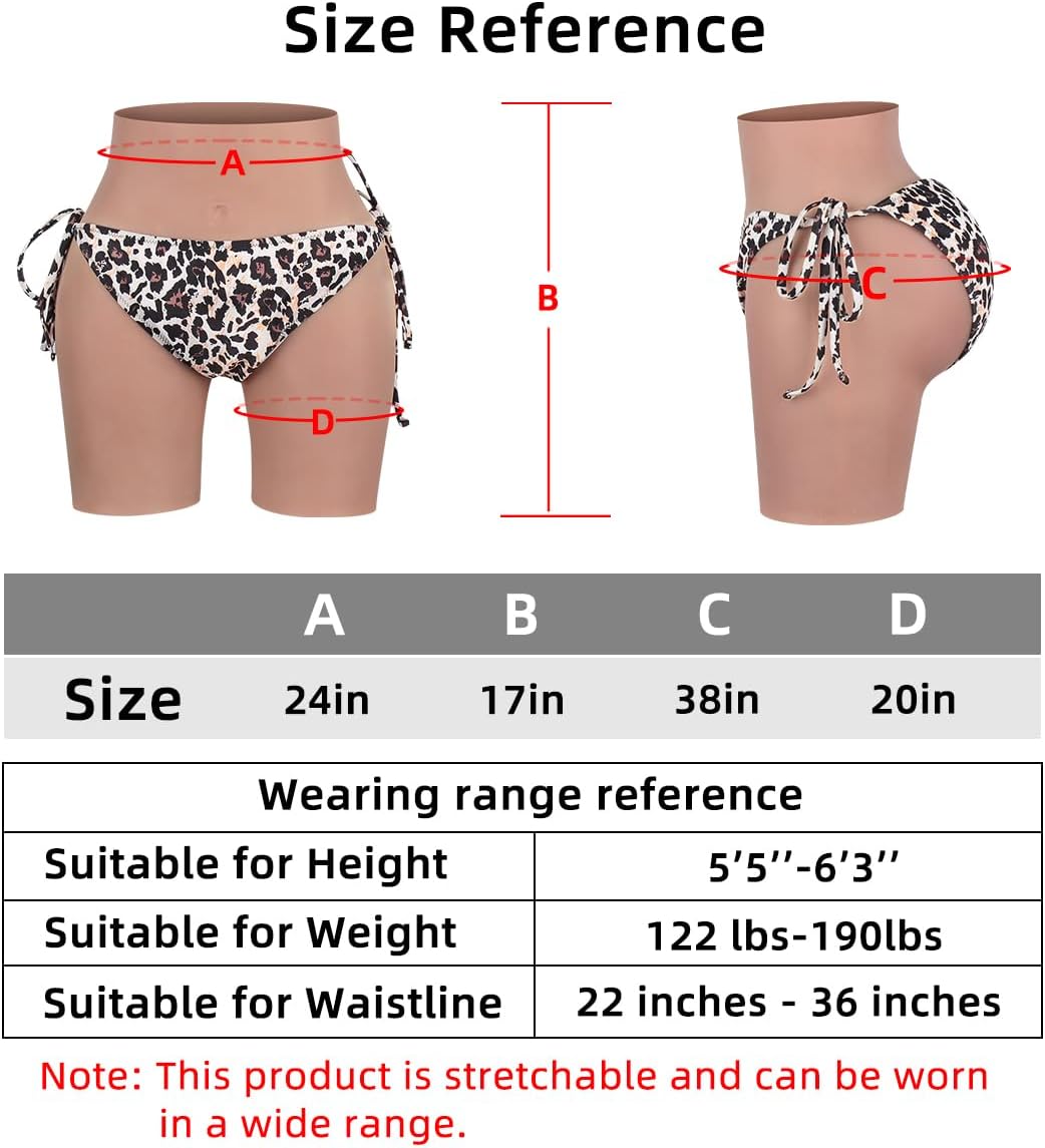 Silicone Fake Butt Pants,Apparel Male to Female Hips Enhancer Big Butt Lifter Pants for Crossdresser Transgender