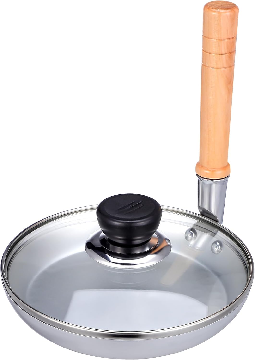 Angoily Japanese Tamagoyaki Pan with Lid 7.32X6.57X6.57In Nonstick Frying Pan for Oyakodon Egg Cooking with Vertical Handle Home Kitchen Cookware