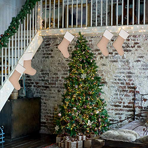 Sunshane Burlap Christmas Stockings Xmas Fireplace Hanging Stockings Decoration Stockings For Christmas Decoration Diy Craft (Flaxen, 5) #TOP6