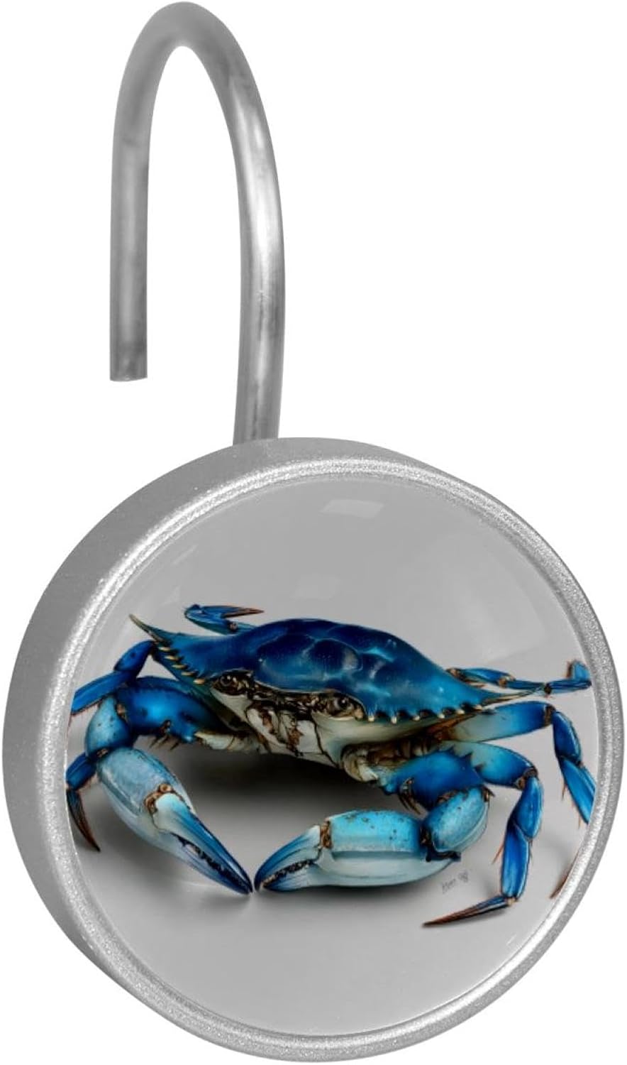 12PCS Blue Crab (1) Shower Curtain Hooks Rings for Bathroom, Decorative Shower Curtain Hooks Rods Curtains and Liner