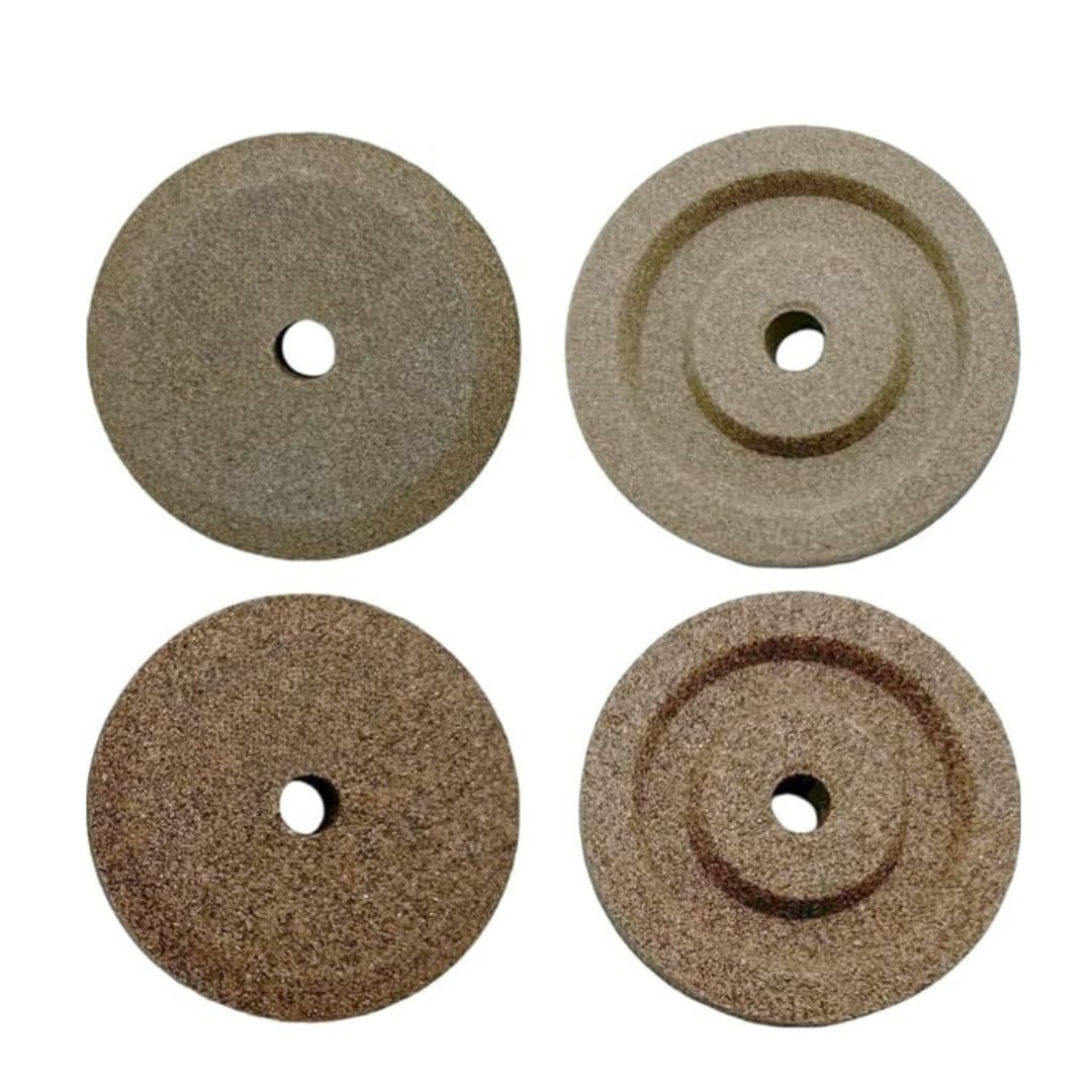 Par de esmeriles (Nº 2) - Grano fino y grano grueso - Afilador afilador de hoja para rebanadora compatible con RGV, FAC, MISTRO, SIRMAN, CASADIO y otros. Medidas ø 45 - h 8 - agujero 6 mm.