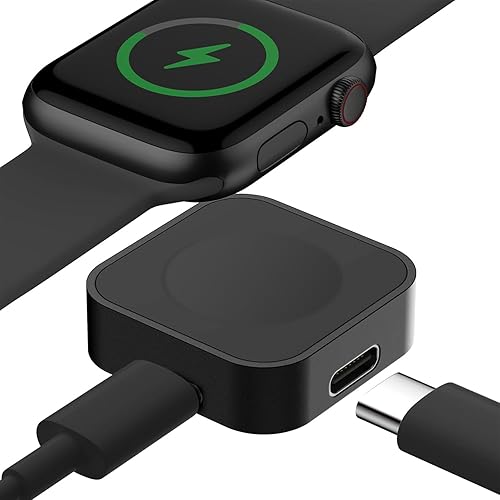 Adaptador de cargador magnético para Apple Watch, reutilización USB-C o iPhone Cable de carga rápida, funda de metal portátil de viaje inalámbrico
