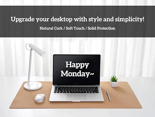 Miniatura 5 de Hamurubi Almohadilla de escritorio de corcho natural y piel sintética, (verde, 35.4 x 17.7), alfombrilla de mouse grande extendida, protector de