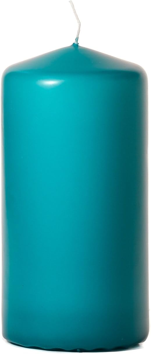 Pack of 2, Pressed 3" x 6" Pillar Candles Unscented Mediterranean Blue for Weddings, Home & Event Decoration, Relaxation, Made in US