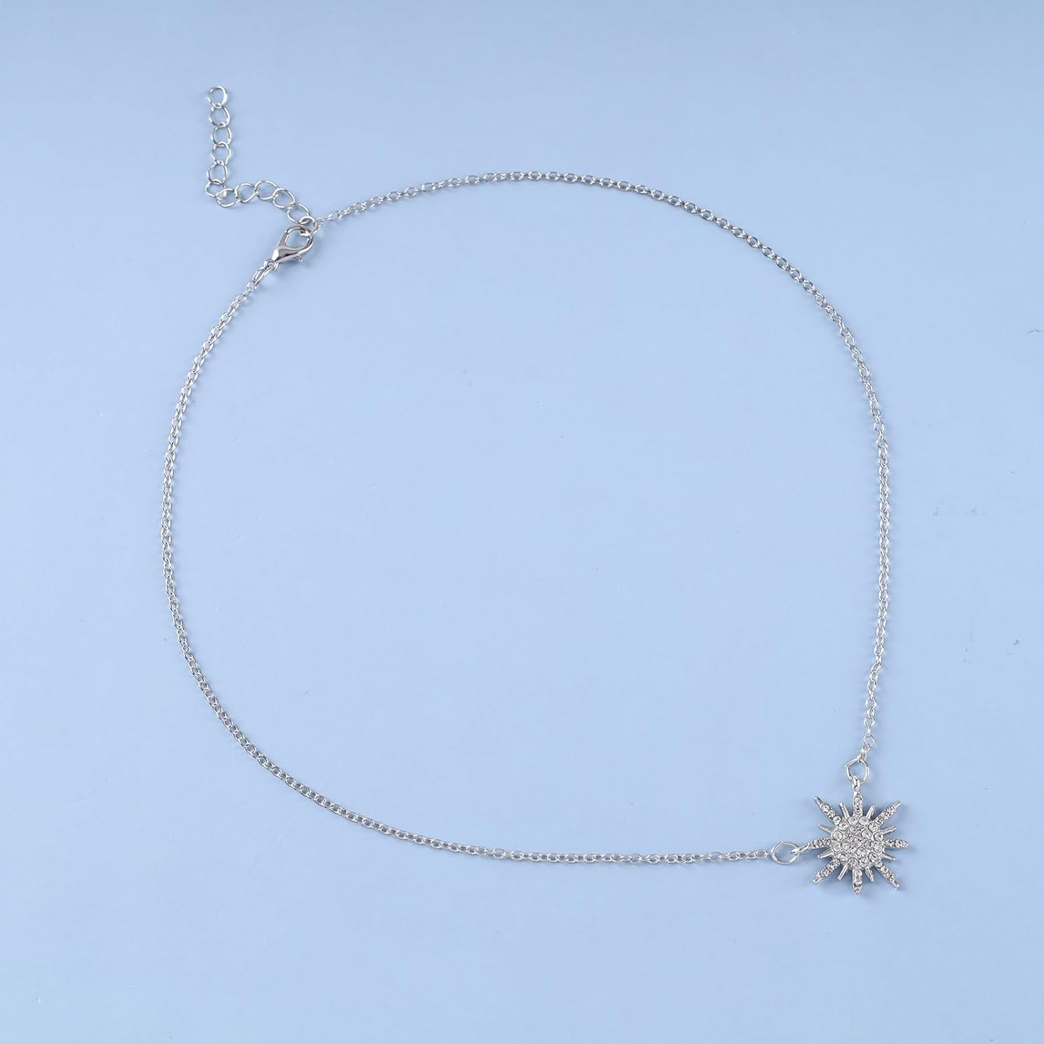 Andelaisi Boho Sunburst Choker Necklace Vintage Rising Sun Necklace Silver Sun Collar Necklace Minimalist Spike Sun Pendant Necklace Jewelry for Women - Image 3