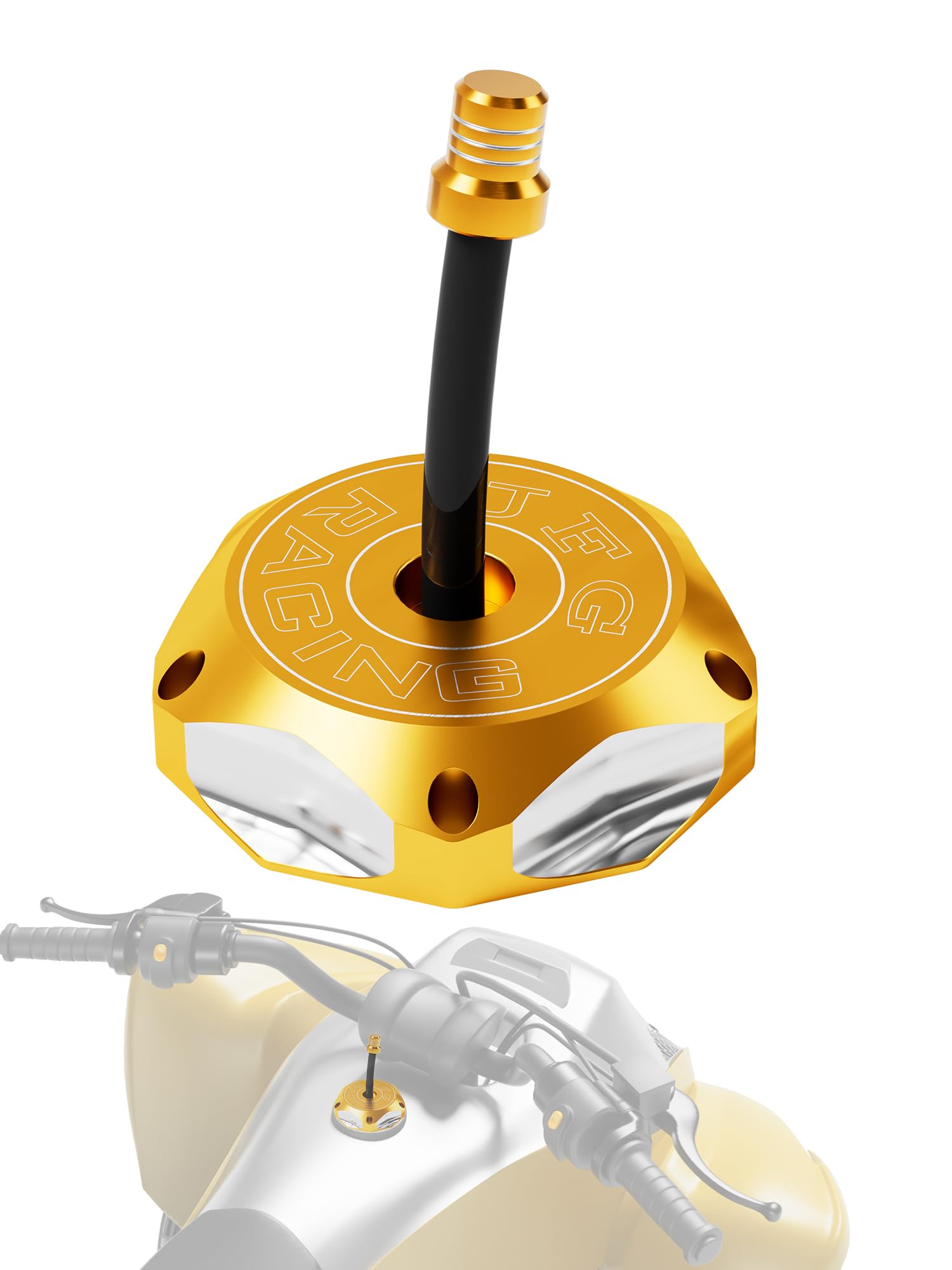 JFG RACING Billet ATV Gas Fuel Tank Cap Cover For YFZ 450,YFZ450x,Banshee 350 200,Raptor 660 350 250,Warrior 350 450,Kodiak 400,Grizzly 660 450 400 350 300,TTR250,YZ426F (Gold)