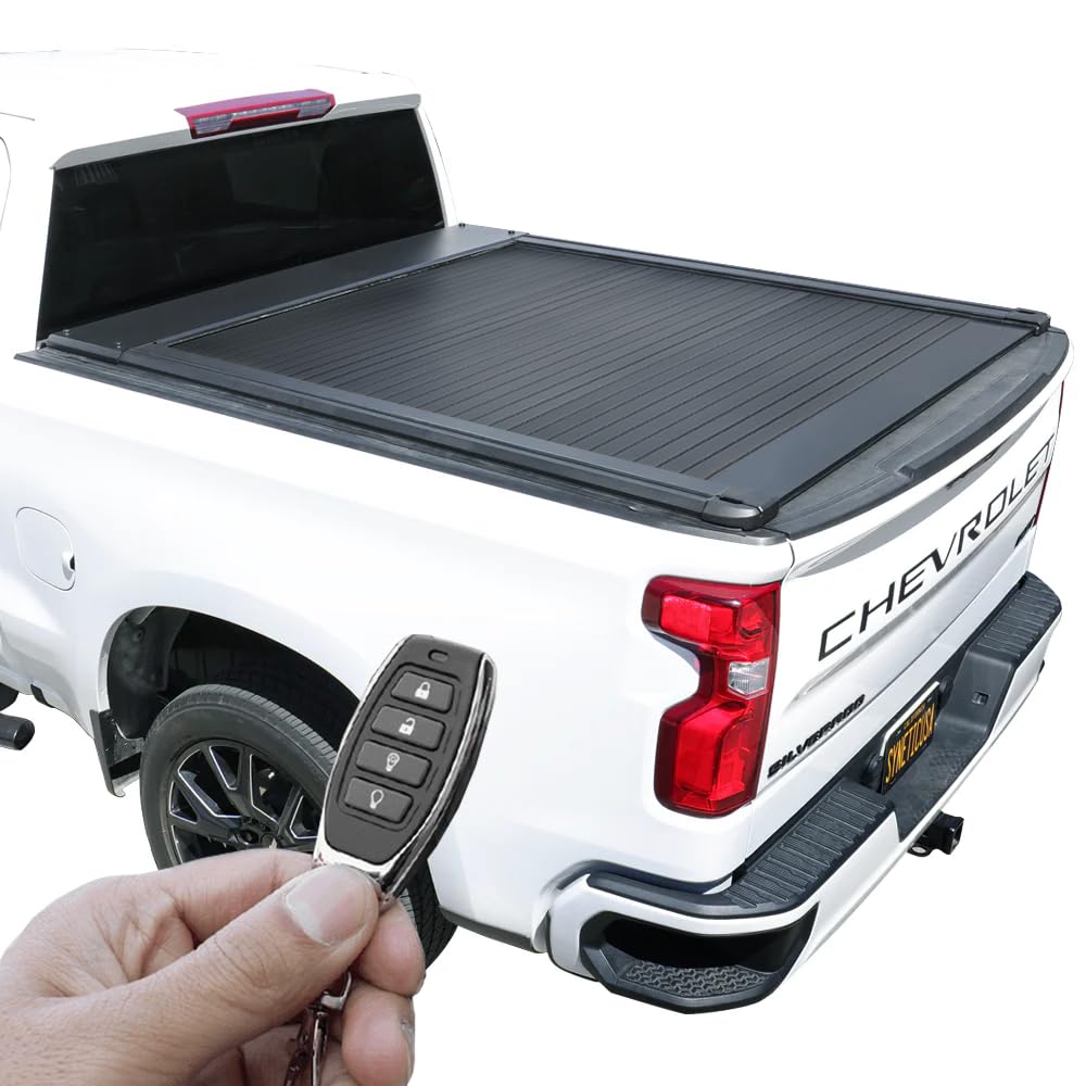Syneticusa ER Power Retract Hard Tonneau Cover Fits 2014-2025 Chevy Silverado/GMC Sierra 1500 5'8" (69.9”) Truck Bed Retractable Waterproof T-Slot Rails