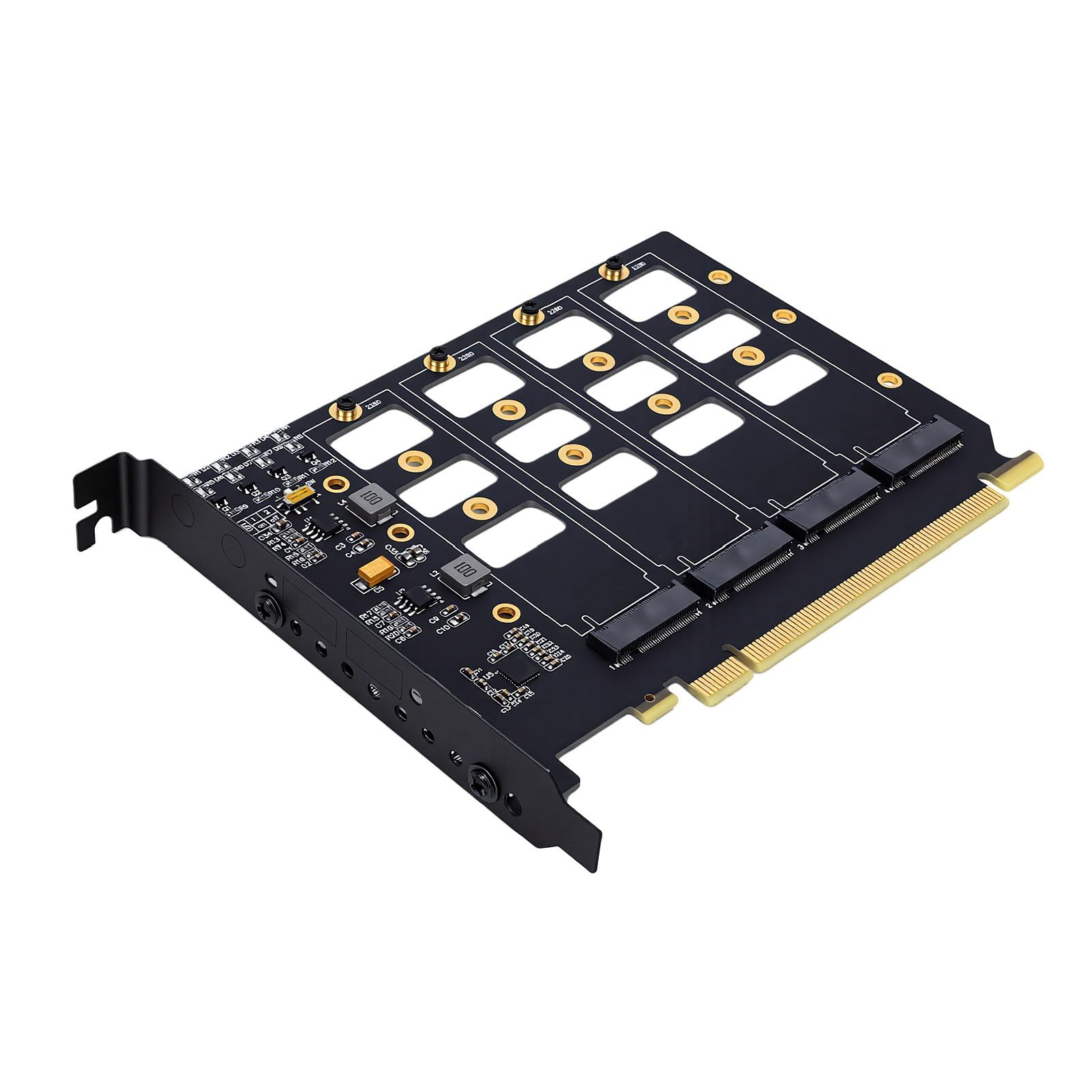PUSOKEI Karta Adaptera PCIe do M.2, Obsługuje 4 Dyski NVMe