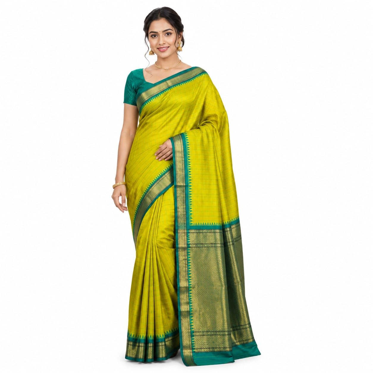 Paithani Soft Checked Saree for Women | Elegant Lightweight Traditional Saree with Blouse Piece | Stylish Casual & Ethnic Saree-picture-21