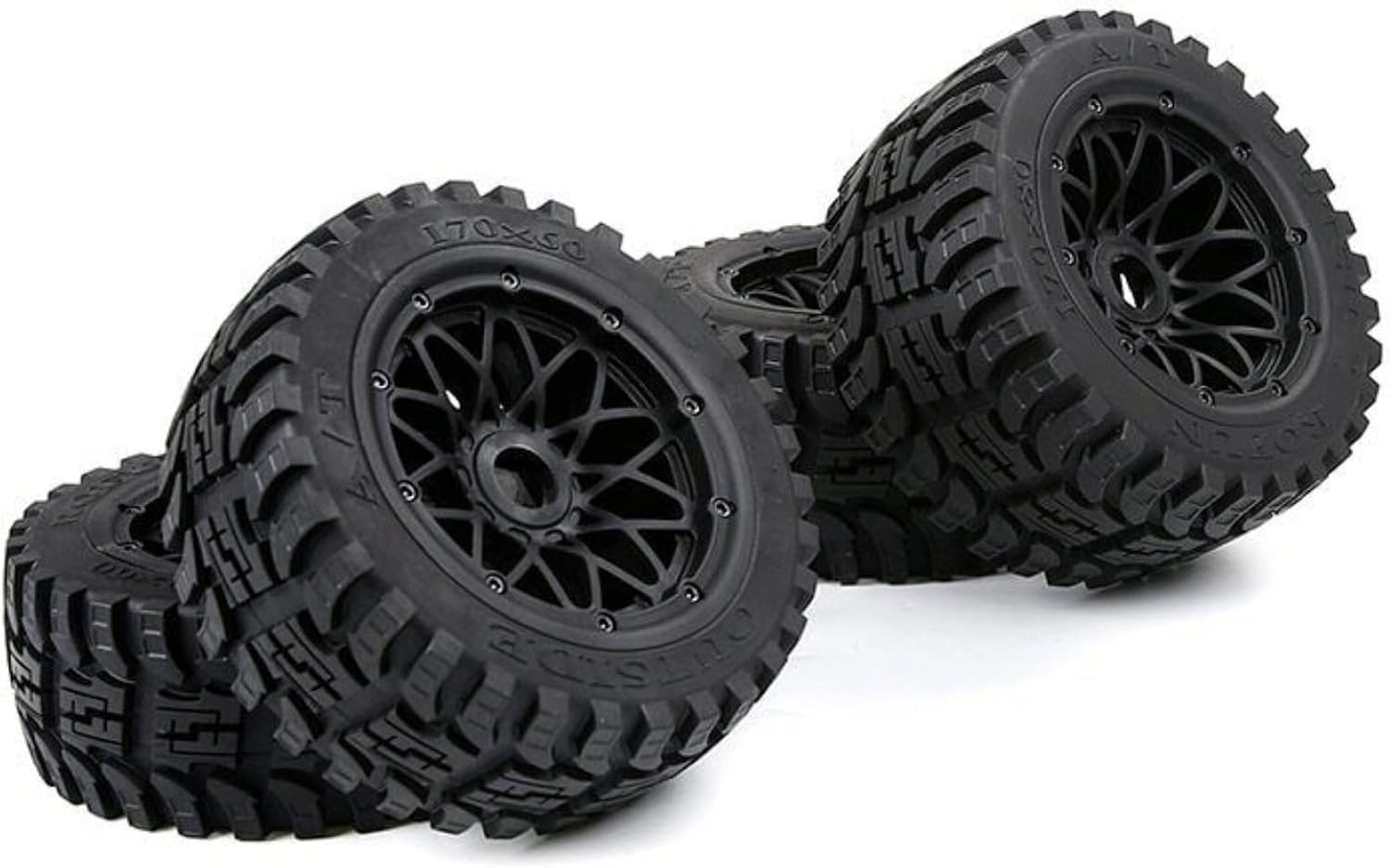 FLMLF All Terrain Front Rear TIRE Black 4PCS for 1/5 HPI ROVAN ROFUN KM Baja 5B Ss RC Car Parts