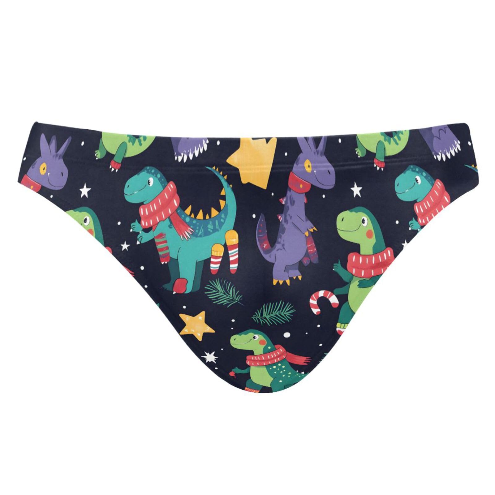 Men's Cute Christmas Dinosaur Roar Swim Briefs Bikini Swimsuit S 202b8391