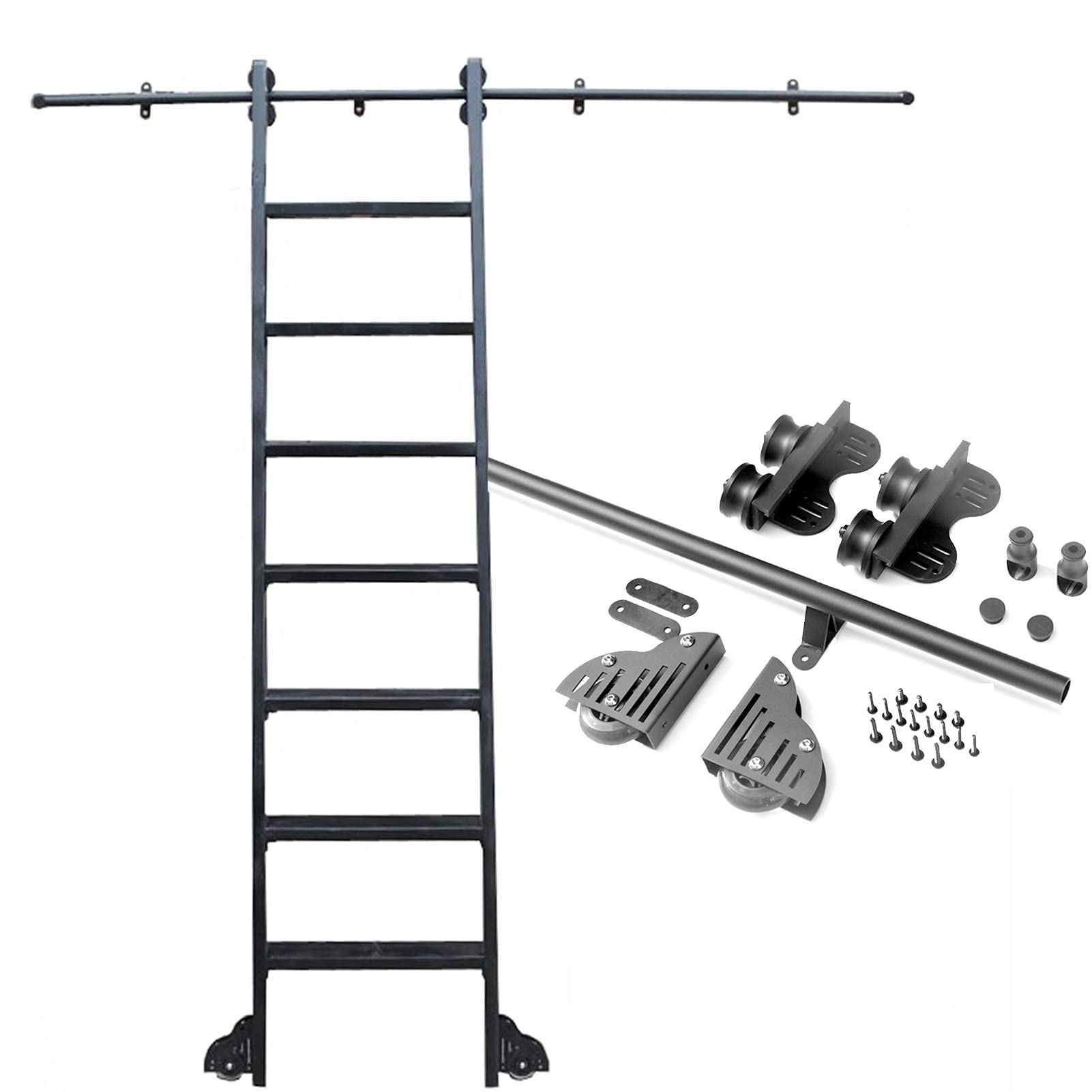 Kit quincaillerie échelle rétractable rail coulissant tube rond acier maison
