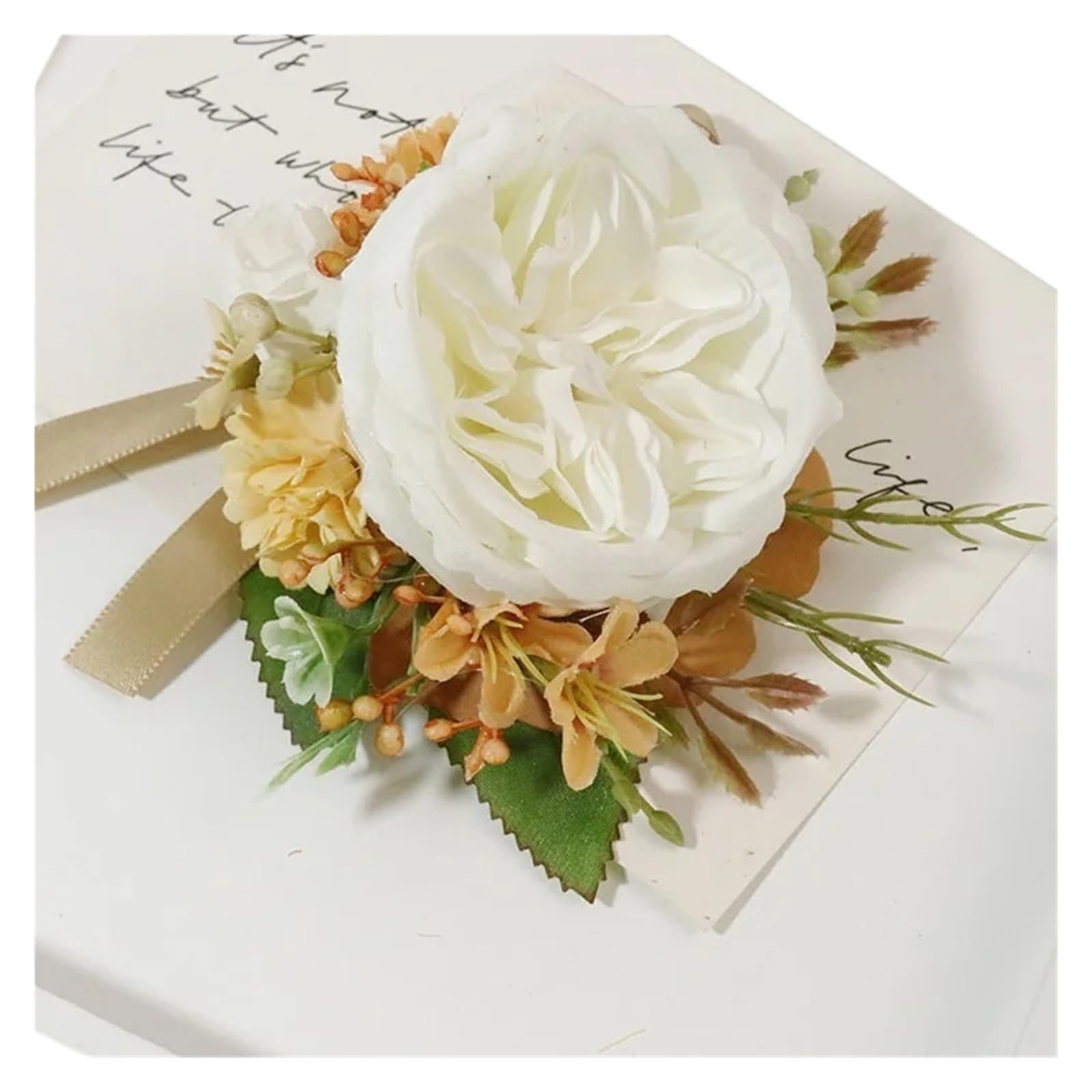 UJEDFHV Wedding Simulation Rose Corsage Vintage Boutonniere Wedding Fake Silk Rose Corsage Bracelet Ceremony Flowers For Proms