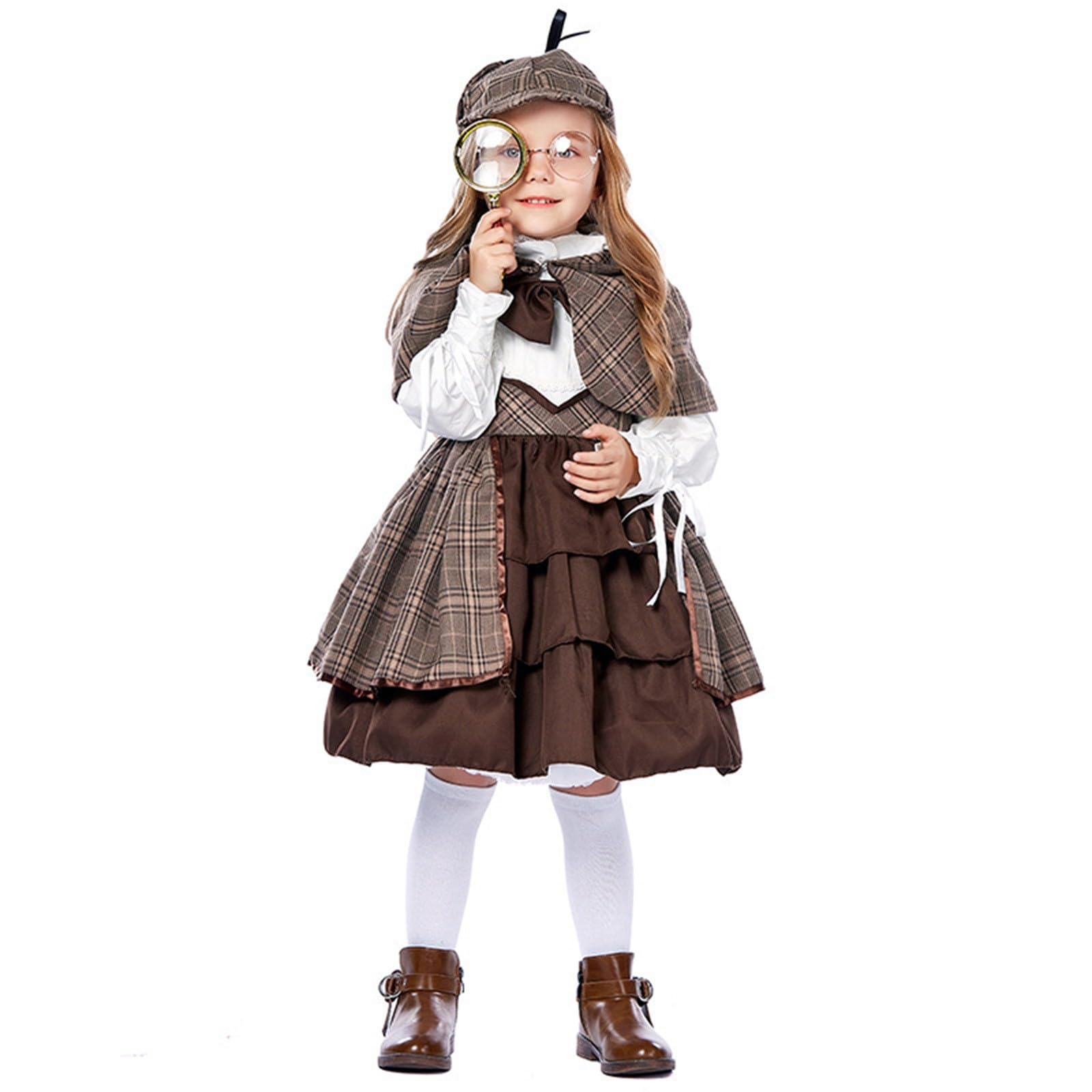 Generisch Disfraz de detective para niña, con gafas para fiestas, carnaval