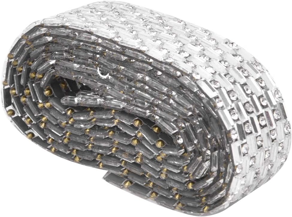 Dense Rhinestone Chain, 100cm/39.4in (2cm 8 Row-White)