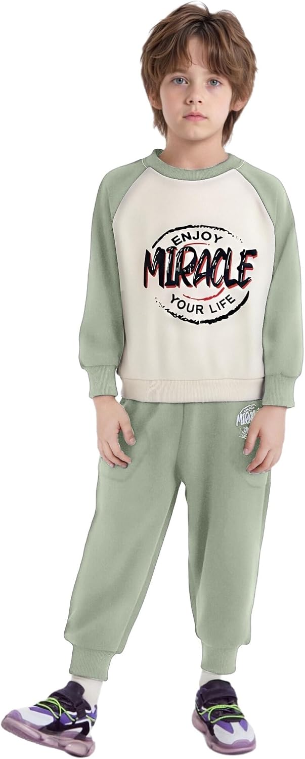 YiZYiF Kids Boys Color Block Tracksuit Indoor & Outdoor Loose Fit Sweatsuit Pullover Sweatshirt Sweatpants Set