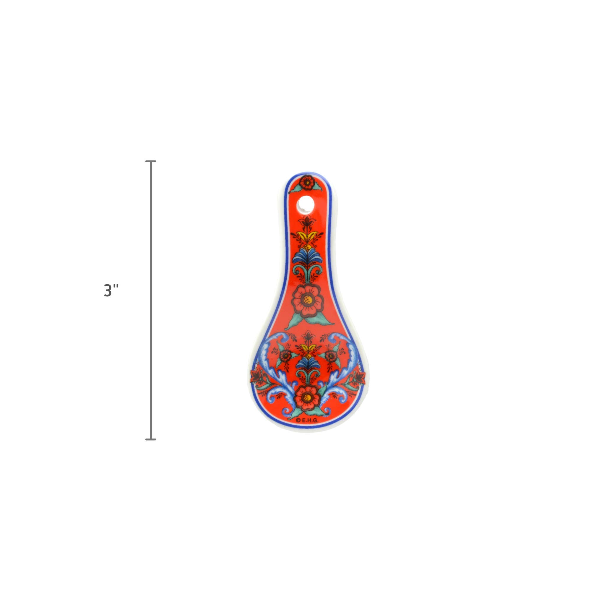 Essence of Europe Gifts Red Rosemaling Kitchen Magnet Mini Spoon Rest