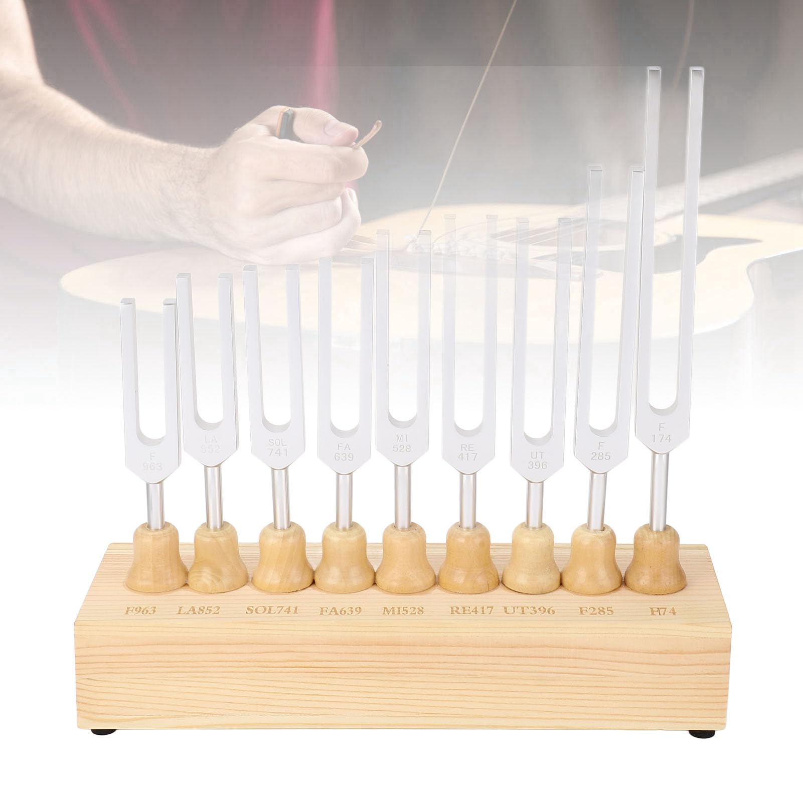 Generic Zestaw Kamertonów Zestaw Kamertonów Młotków 9 Solfeggio do Terapii Dźwiękiem Czakr Uzdrawiającej DNA 396 Hz 528 Hz 741 852 963 z