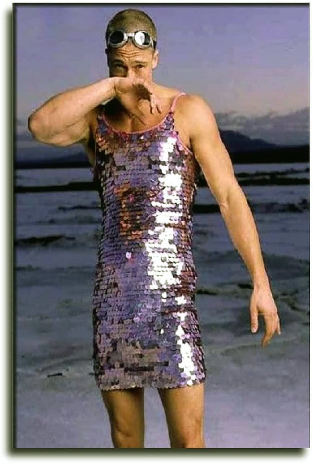 LBMED Poster and Printed Brad Pitt in a Dress Poster Painting for Porch Decor Canvas Painting Wall Art Pictures 19.7 x 27.6 inches (50 x 70 cm) No Frame Home & Kitchen