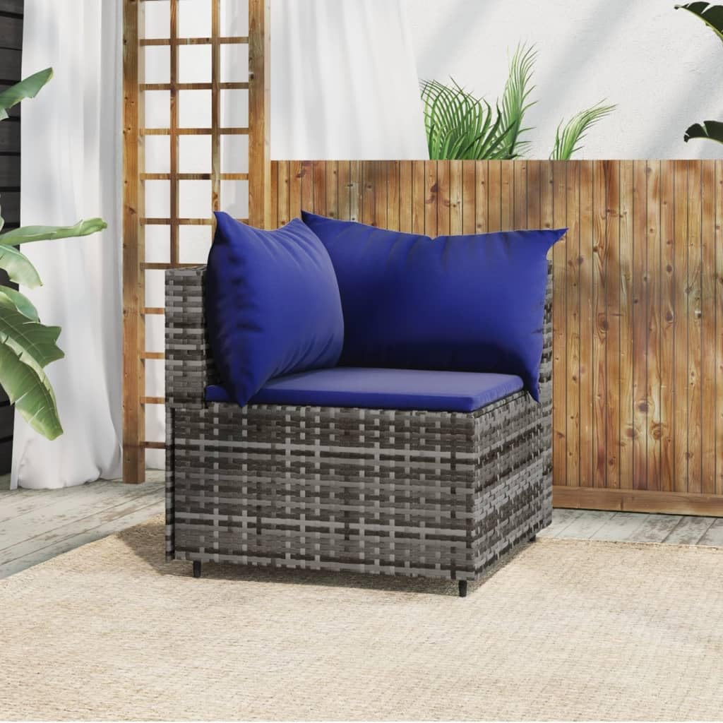 Divano Piccolo Salvaspazio,Divani Angolari Modernidivano Angolare Da Giardino Con Cuscini In Polyrattan Grigioadatto A Terrazza, Giardino, Soggiorno, Balcone, Cortile