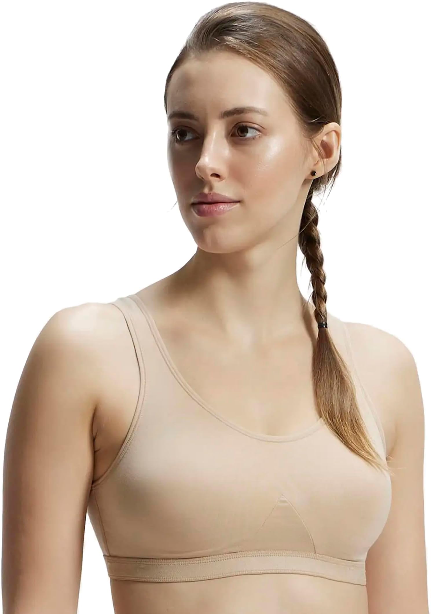 1376 Women Super Combed Cotton Elastane Active Bra | Wirefree | Non Padded | Full Coverage Slip-On with Wider Straps | Fabric