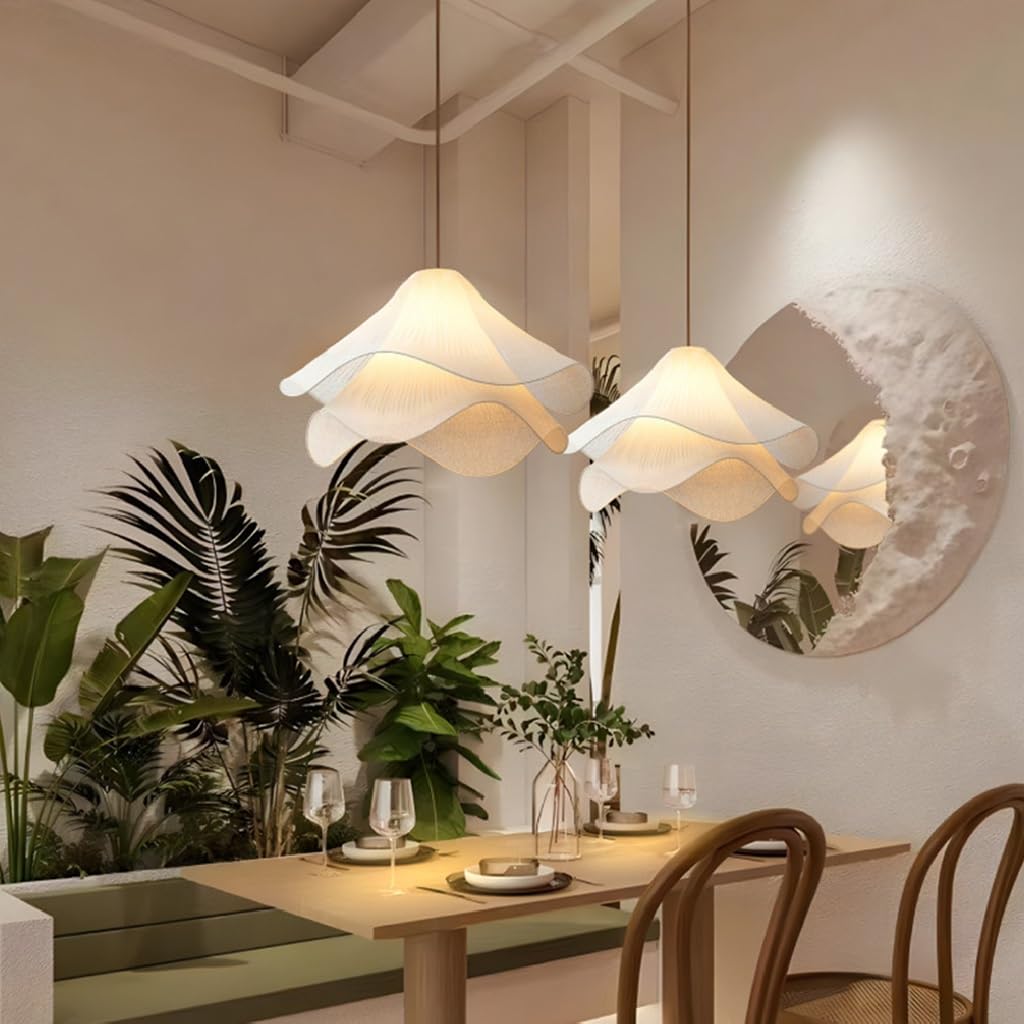 Lampa wisząca podstawa E27 żyrandol stoffener Blumen biały abażur stół jadalnia lampa wisząca regulowana wysokość wisiorek światło salon restauracja sypialnia kuchnia oświetlenie sufitowe (60 cm)