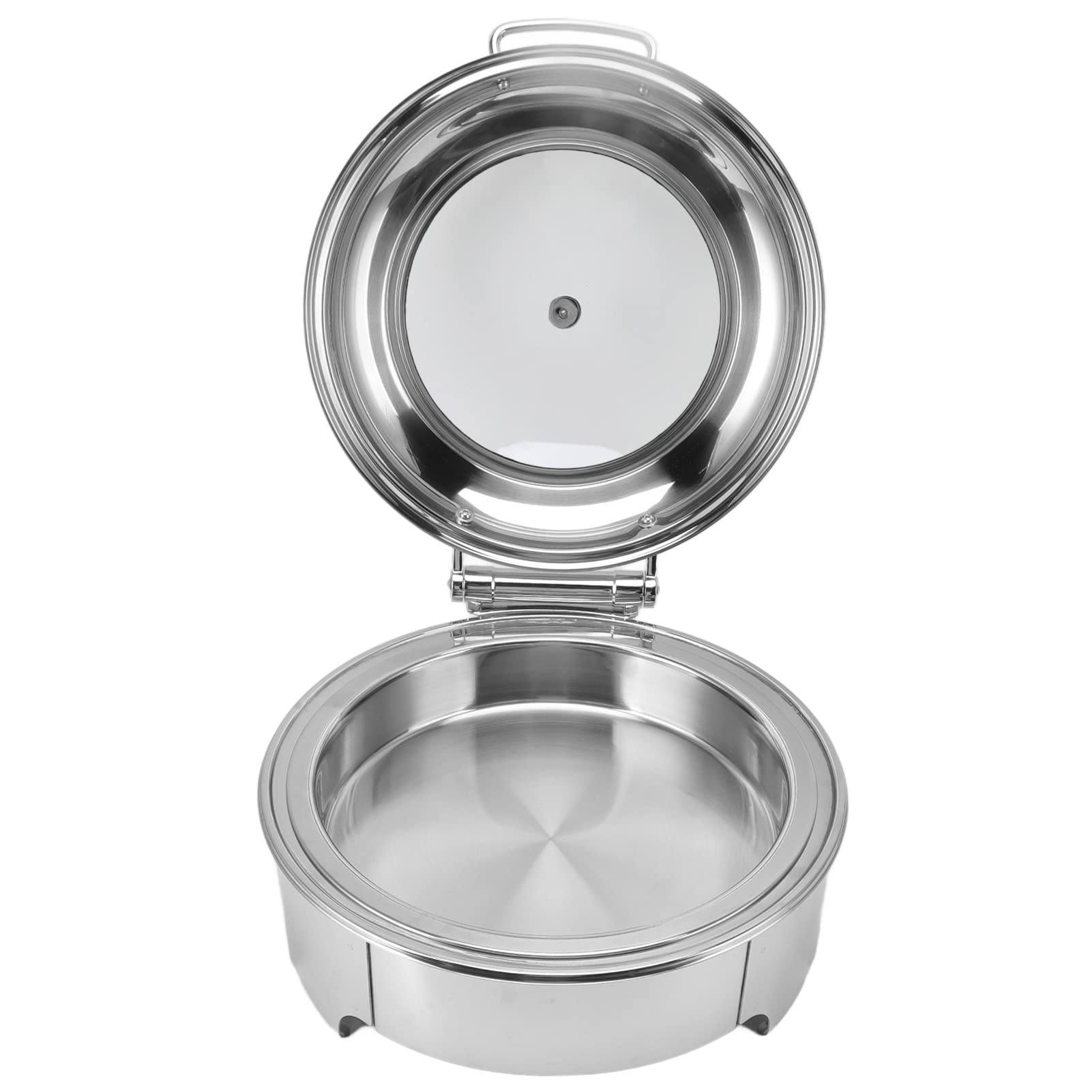 Ejoyous Chafer Redondo de Acero Inoxidable para Buffet, Plato Redondo con Tapa Enrollable, Cuerpo de 16,7 Pulgadas, Bandejas para Comida y Agua, Apertura de 90° y 180°, para Banquetes Buffet Catering