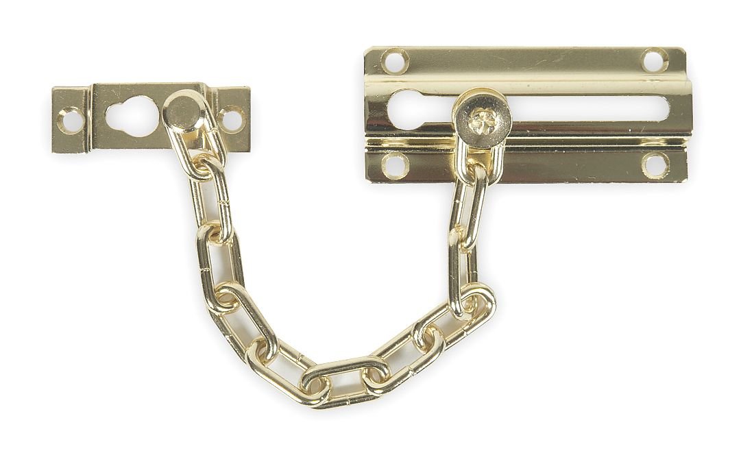 Chain Door Guard, Slide Bar, Brass Plated