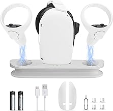 BRHE Charging Dock for Oculus Quest 2/Meta Quest 2,Charging Dock Supports Magnetic Charging Touch Controller with 2 Rechargeable Batteries and USB-C Charger and Cable