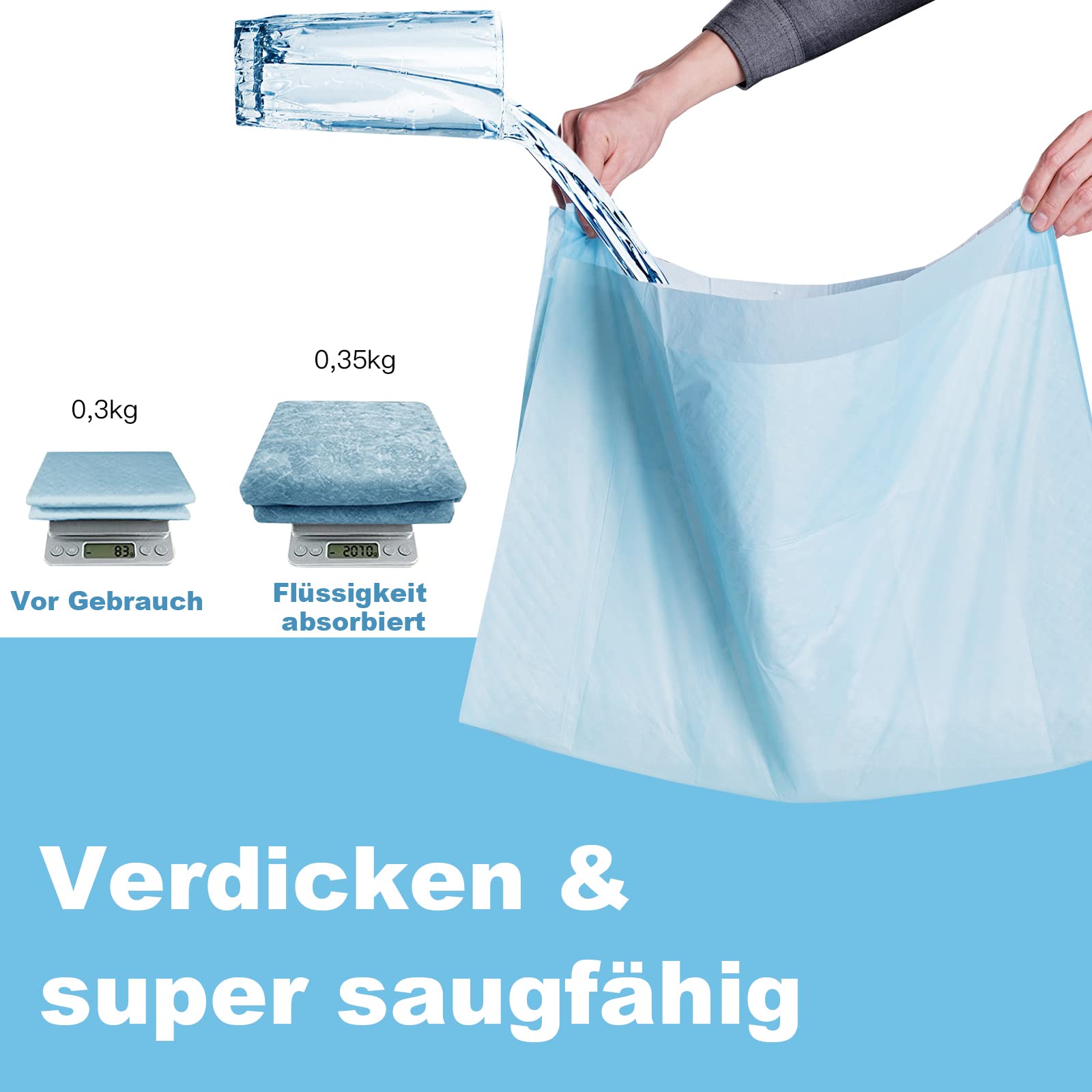 GOPLUS Trainingsunterlagen für Haustier, Welpen Toilettenmatte, Welpenunterlagen, Super Saugfähig, Wasserdicht mit PE-Folie, für Hunde und andere Haustiere (60 × 90 cm, 150 Stück)