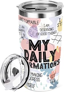 jeilink Positive Tumbler,Daily Affirmations for Women Mental Health Inspirational Gifts for Sister Friend Boss Coworker Birthday Friendship Christmas Office 20 oz Insulated Coffee Tumbler Travel Cup