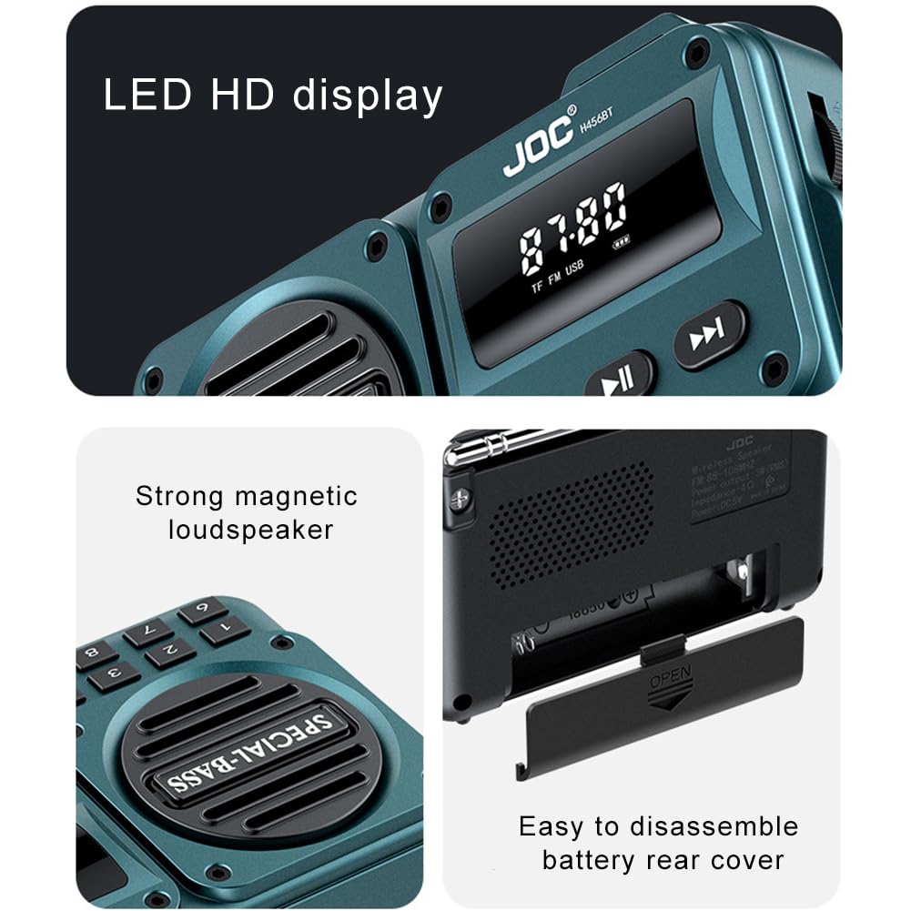 Radio FM portátil con Pantalla LED Grabadora de Radio Digital BT 5.4 Altavoz de Radio para Viajes en casa Regalos para Personas Mayores