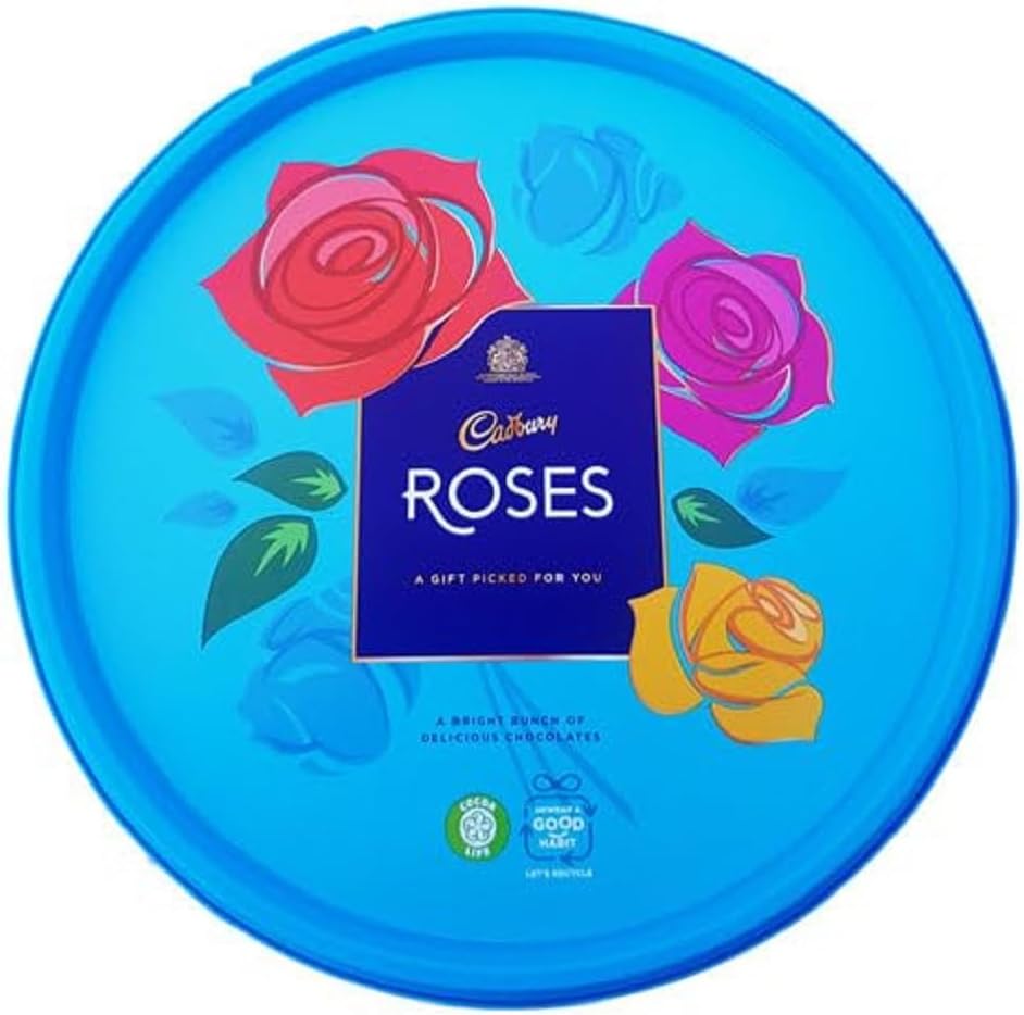 Cadbury Roses Tub, OFFICIAL, Assortment of Brightly-Wrapped Chocolates in Various Flavours for Sharing on Festive Occasions, 600 g