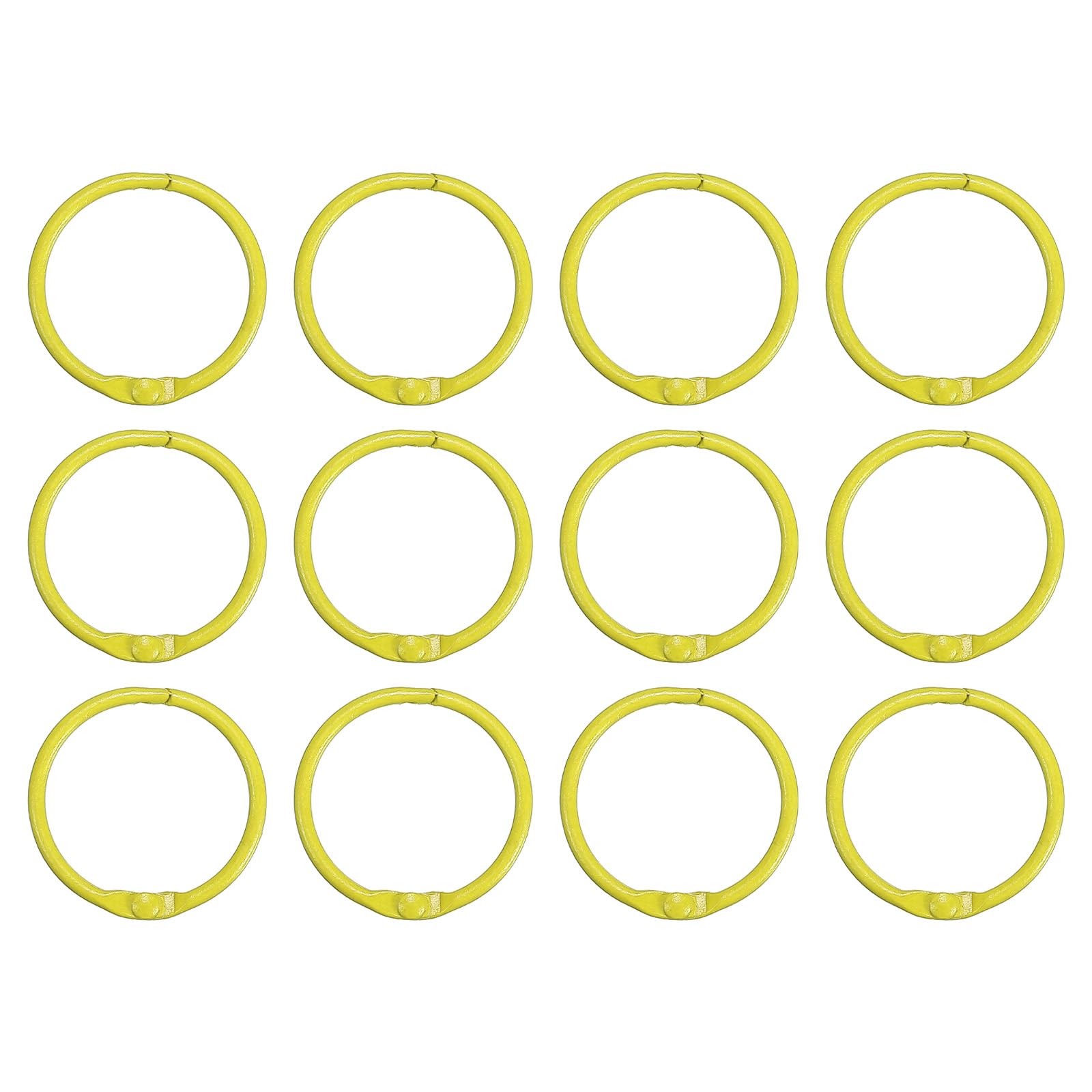 PATIKIL 1.2 Inch Loose Leaf Binder Rings, 12 Pcs 2.2mm Metal Flash Card Book Binding Rings for Key Chain Index Card Scrapbooks Yellow