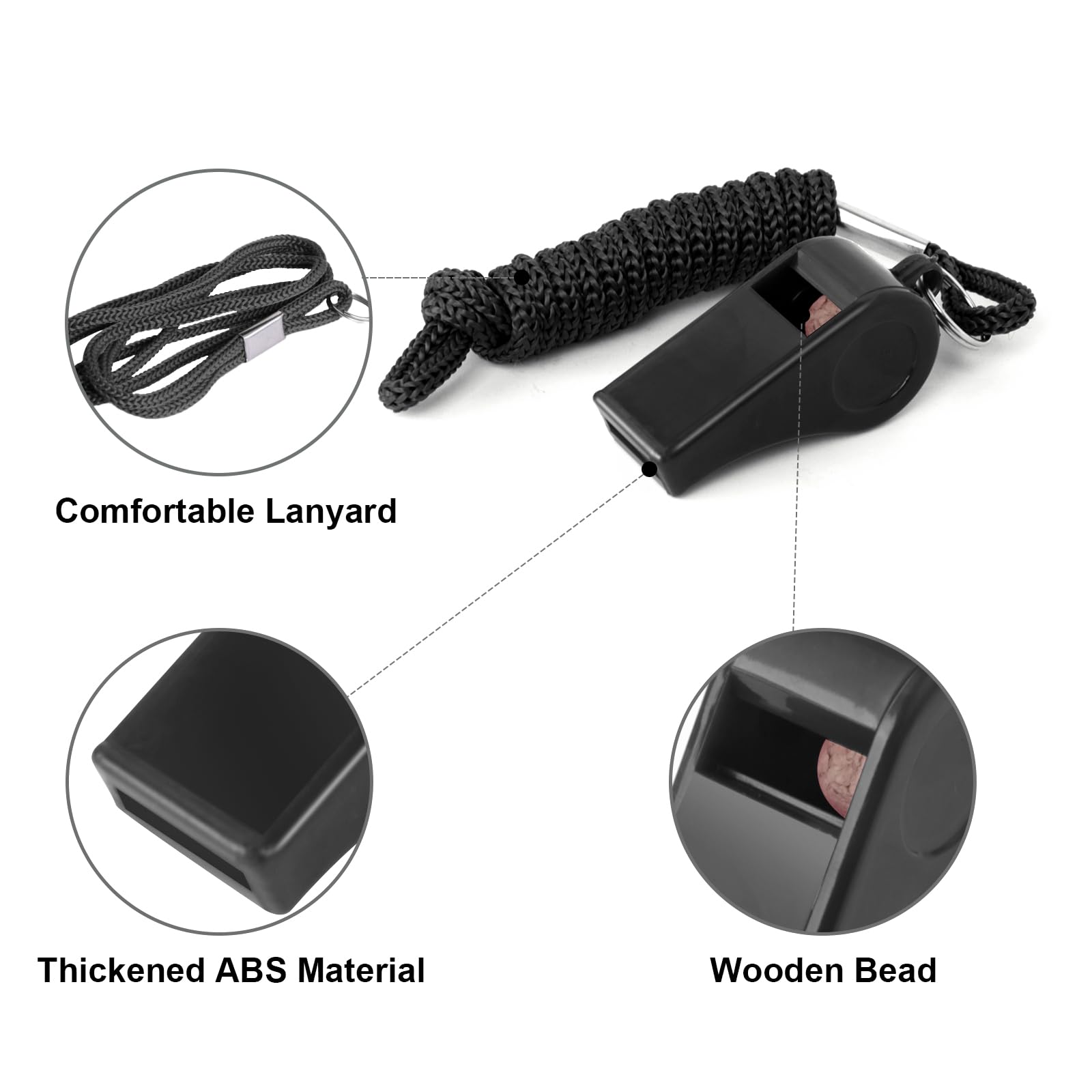 Seakii 24 Pack 120dB Loud Referee Whistles with Lanyards - Heavy-Duty Black Sports Whistles for Coaches, Referees, and Team Events - Image 3