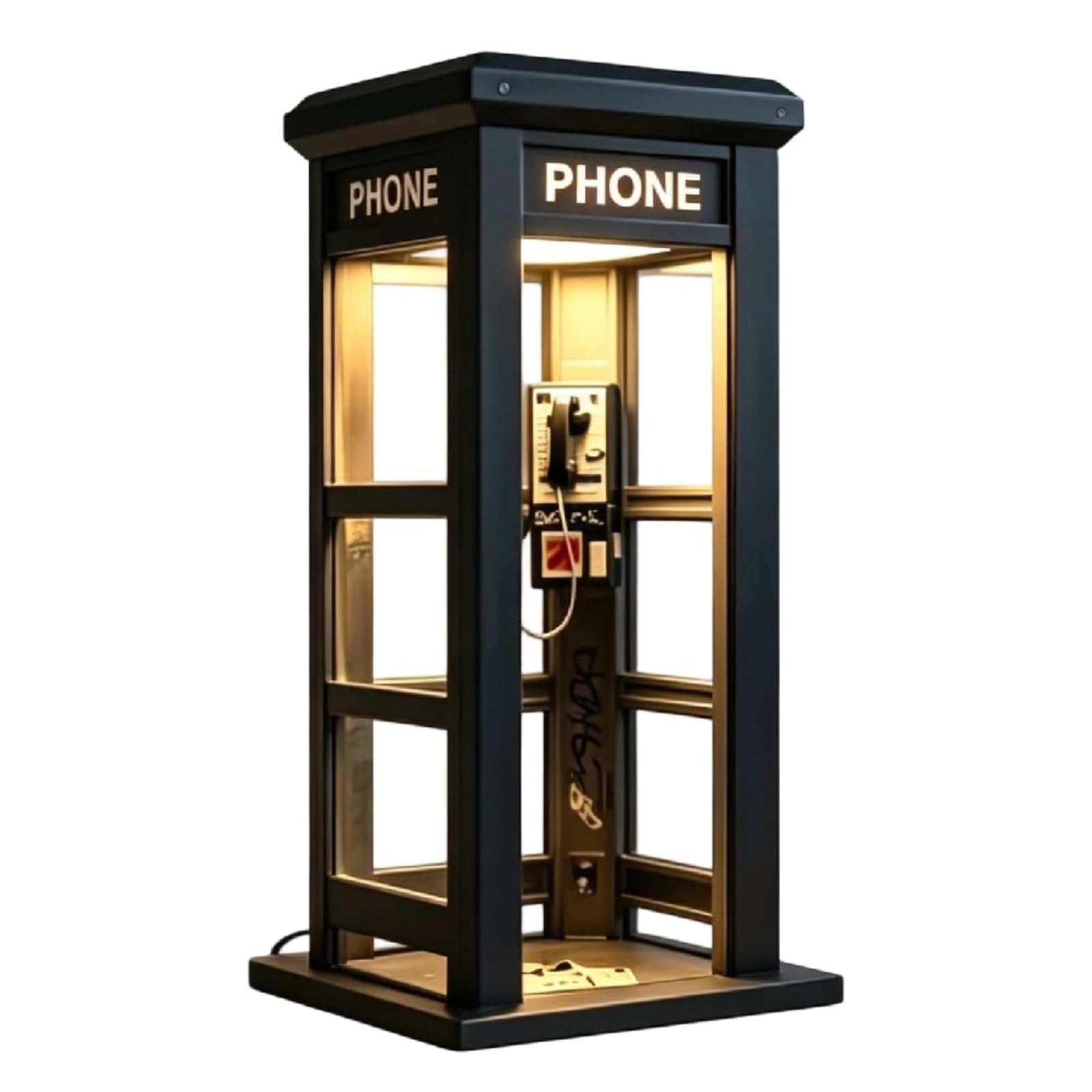 Classic Telephone Booth Light, Retro Vintage Tall Phonebooth Lamp, Vintage Phone Booth Lamp, Warm Ambient Lighting, Unique Bedroom Office Desk Light for Bar, Coffee Shop, Home Décor