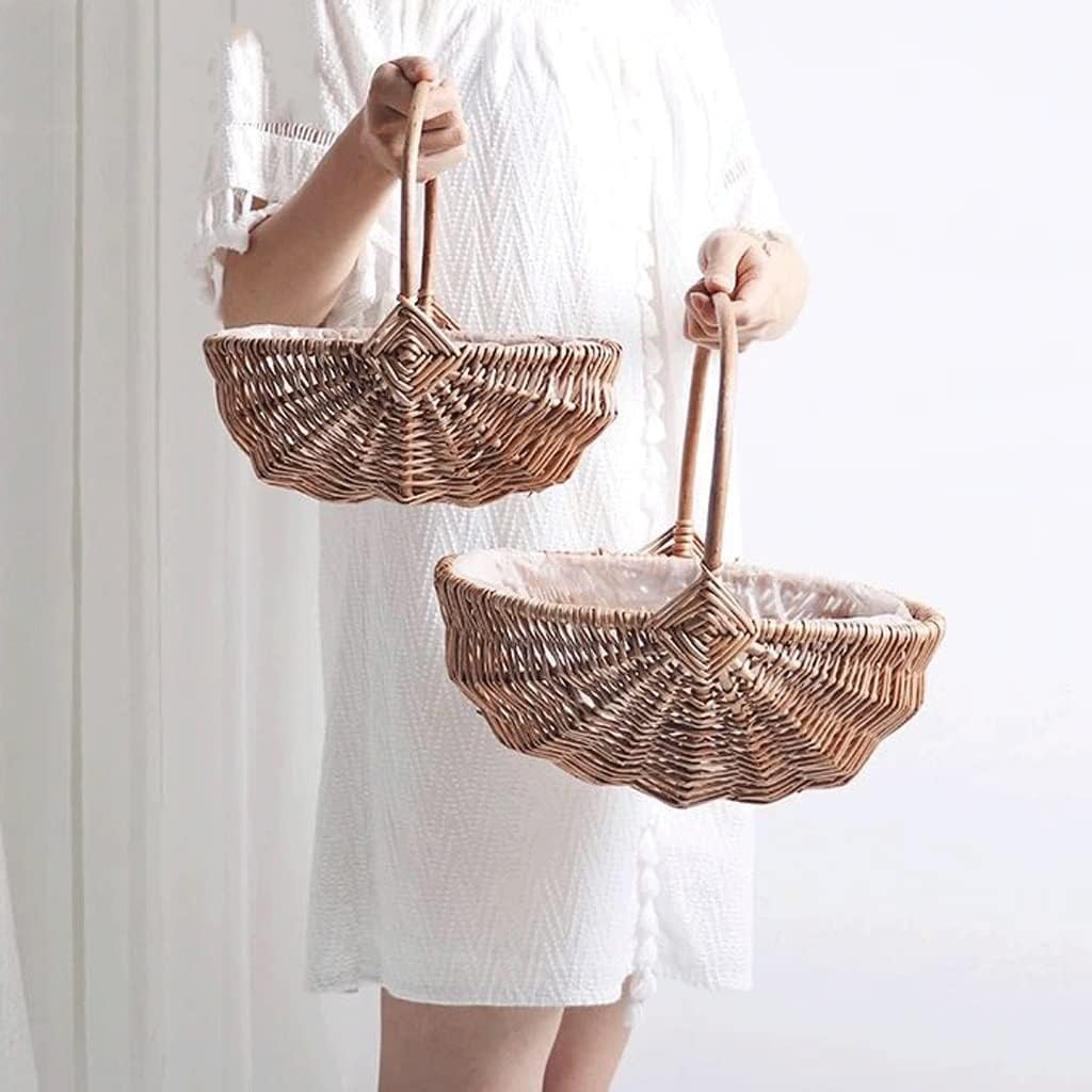 Flower Basket Woven Flower Pot Wicker Basket Portable Watermelon Handmade Floral Flower Boy Flower Woven