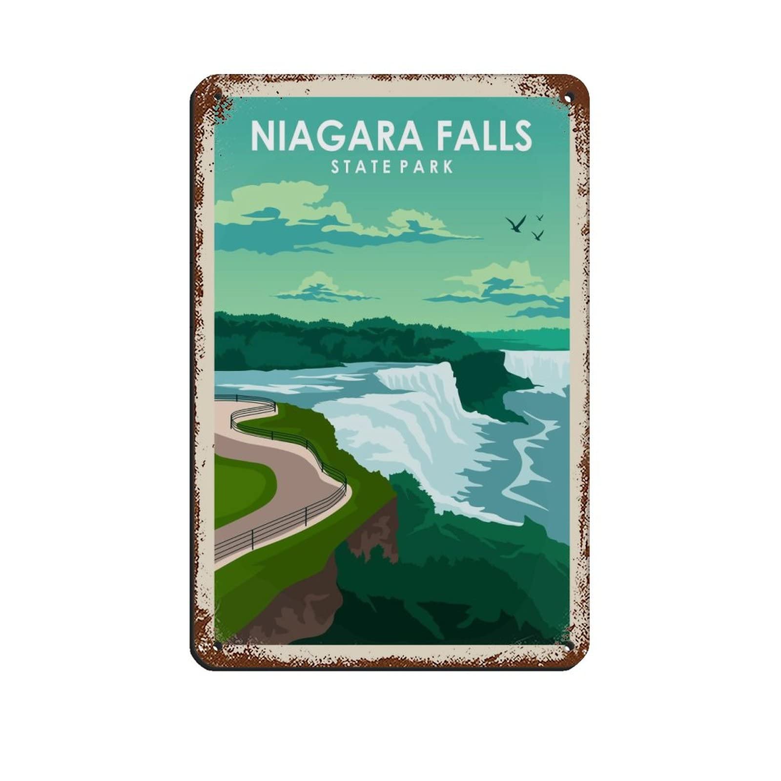 Kziwq T355 Vintage Metal Tin Signs Niagara Falls State Park Travel Tin Signs Vintage Bar Club Cave Home Kitchen Wall Decor Rustic Sign Funny Decor 15X30cm