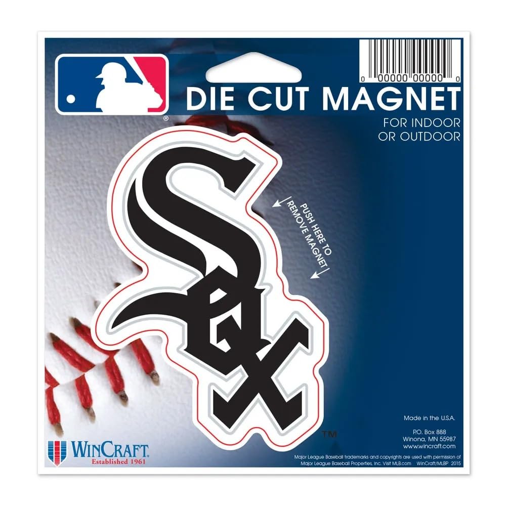 Aimant Chicago White Sox avec découpe précise de 11,4 x 15,2 cm en vinyle résistant